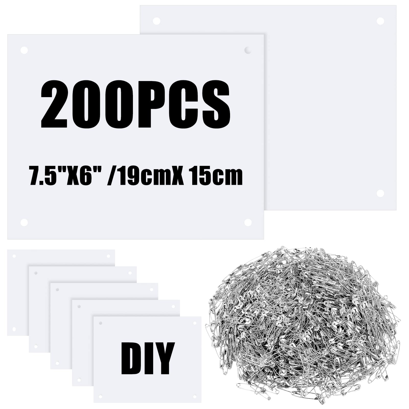 Lyrow 200 Pcs Blank Marathon Bib Numbers with Safety Pins - 6 x 7.5 Inch Waterproof Tearproof Race Numbers for Running Competitions, Sports Events & DIY Auditions - Perfect for 5K Races, Triathlons, School Sports Days & Charity Runs