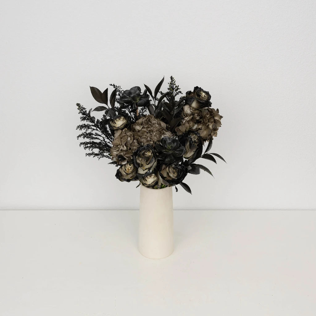 Black Velvet Flower Bouquet - Elegant Artificial Silk Flowers for Home Decor, Wedding Centerpieces & Gift Arrangements