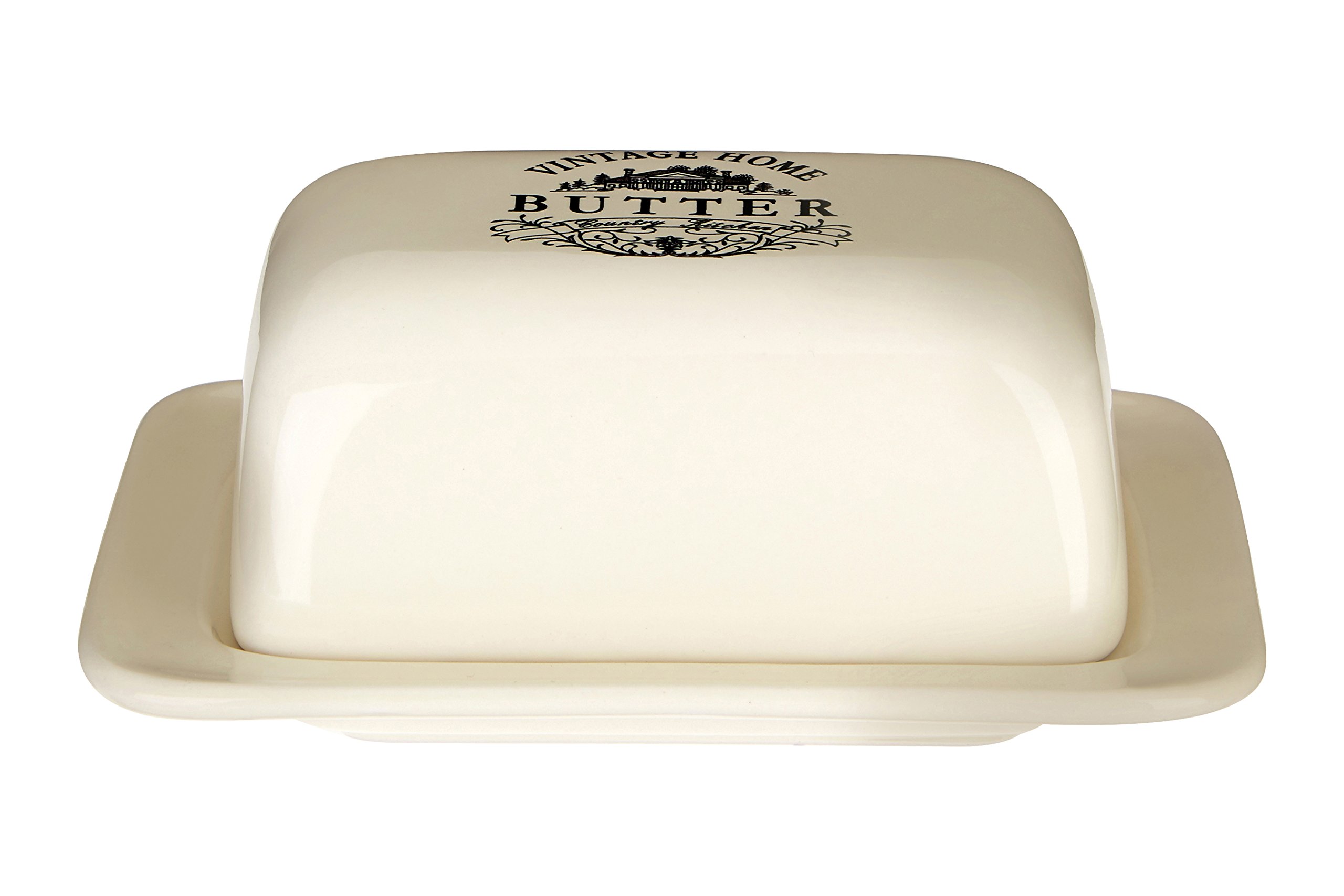 Vintage Butter Dish with Lid - Cream Ceramic Butter Keeper for Countertop - Perfect for Kitchen, Dining Table, and Breakfast Nook