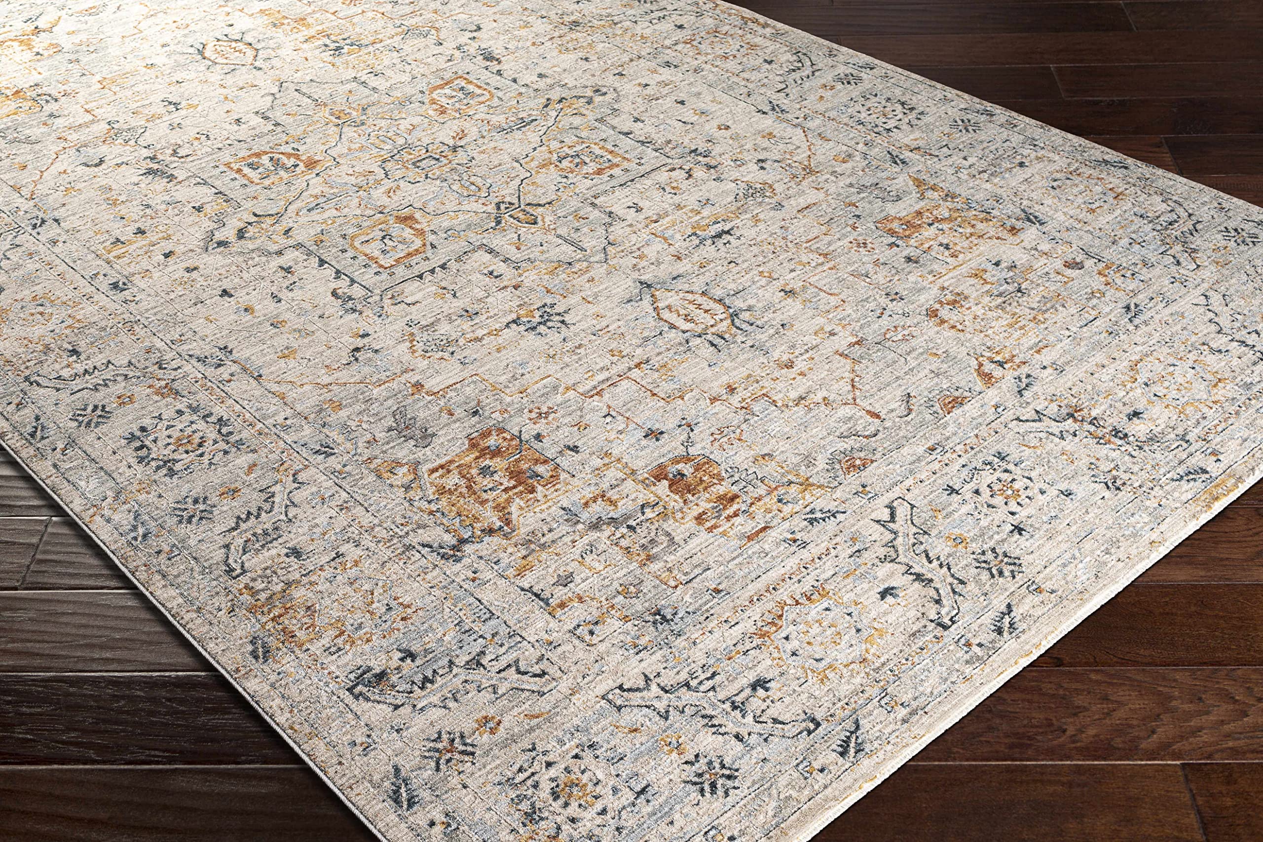 Premium Hauteloom Darvel Area Rug for Living Room & Bedroom - Soft Beige, Green, Red 5' x 7'5