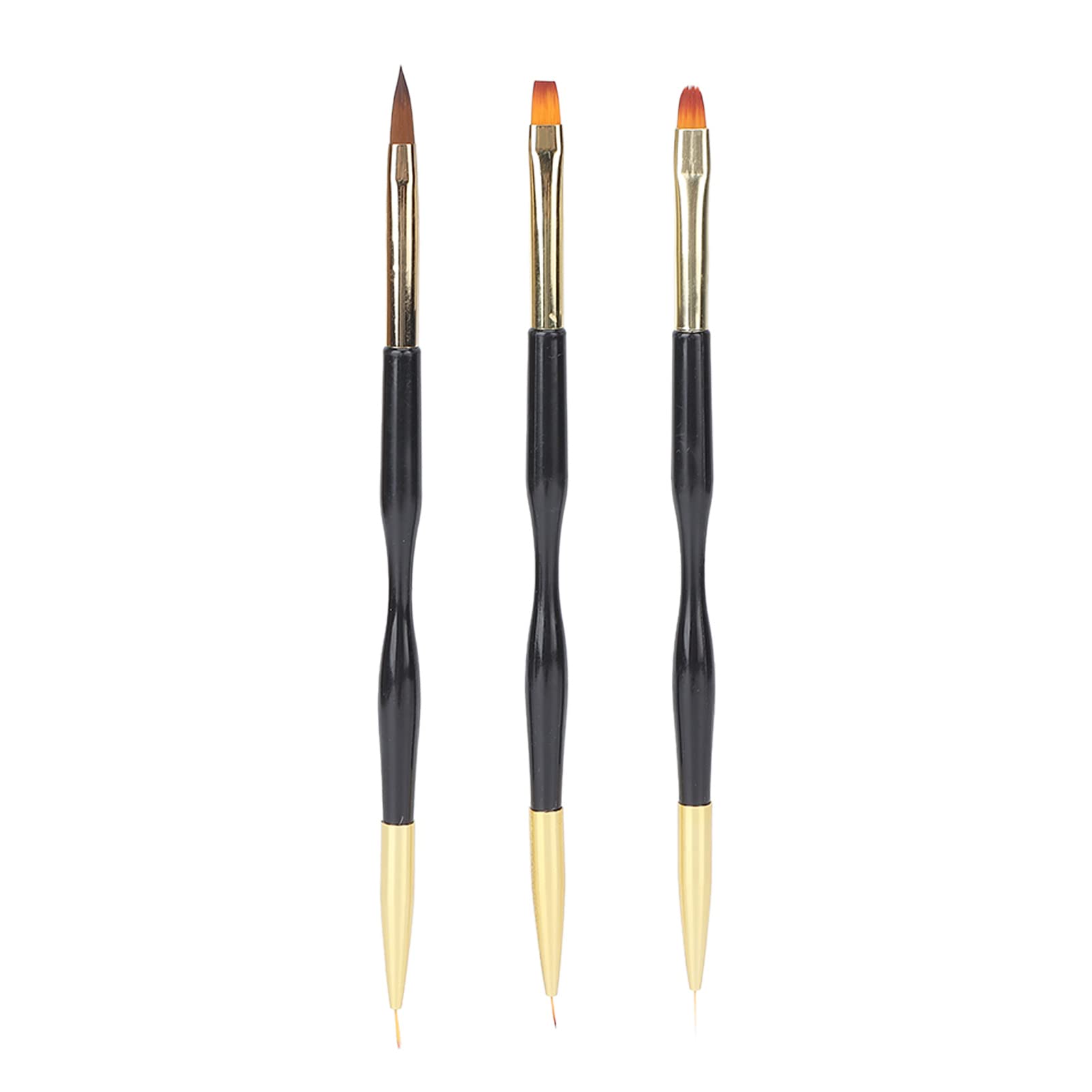 3 Pcs Professional Double-Headed Nail Art Brushes Set - Nail Drawing Pen & Liner Brush Kit for Salon & Home Manicure | Perfect for Nail Artists, DIY Nail Designs & Gel Polish Application