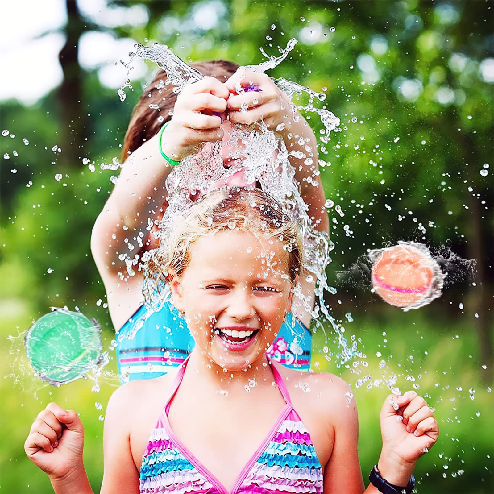 6 Pack Reusable Silicone Water Balloons - Self-Sealing No-Tie Water Bomb Balloons for Kids, Outdoor Summer Water Games, Pool Party, Backyard Fun