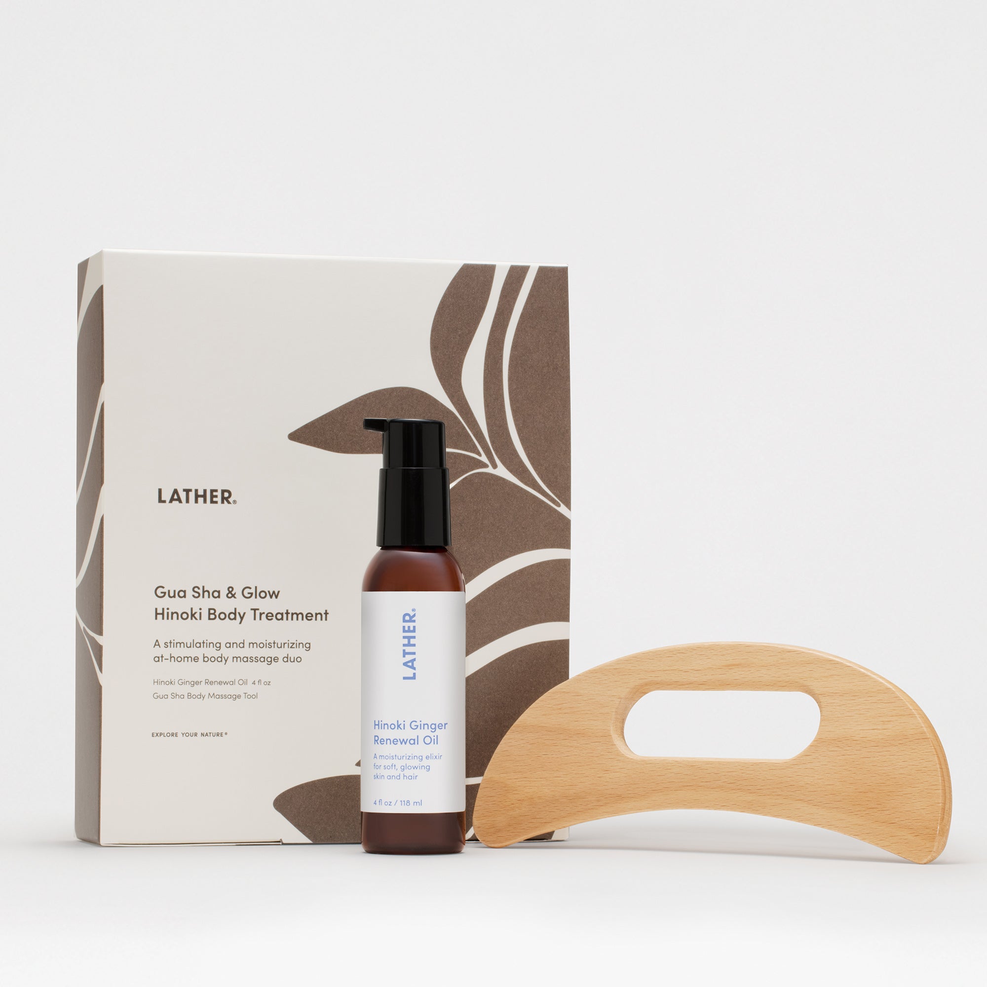 Gua Sha & Glow Hinoki Body Treatment Tool - Natural Wooden Massage Scraper for Lymphatic Drainage & Relaxation | Perfect for Spa, Self-Care & Wellness Routines