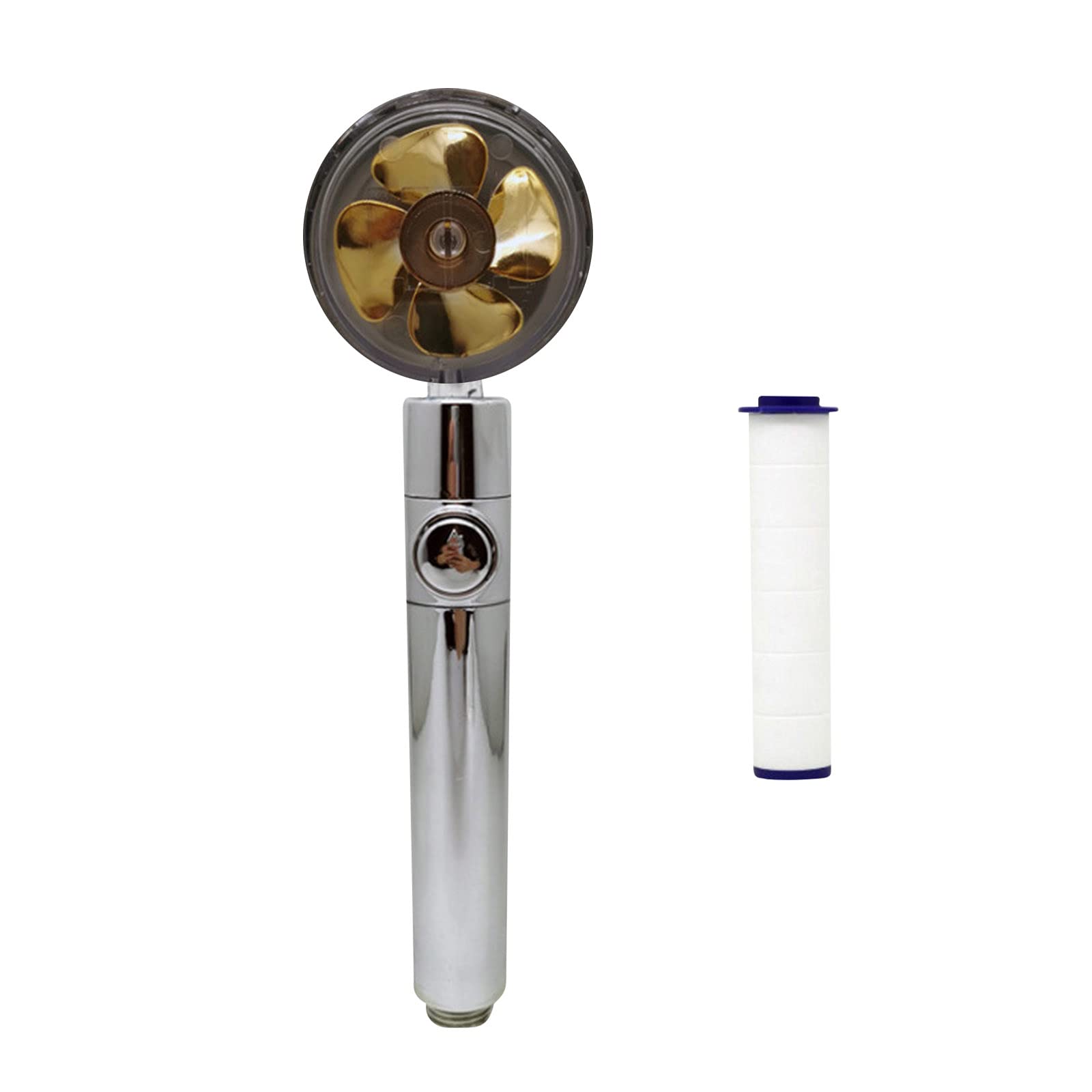 High Pressure 360° Rotating Shower Head with Water Saving Flow, Small Fan Nozzle & Stop Button - Perfect for Bathroom, Spa, and Home Relaxation