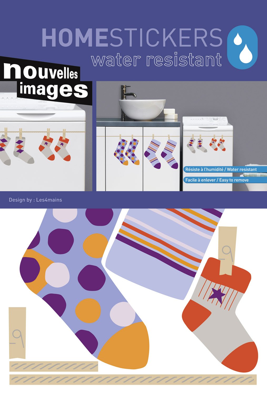 Waterproof Hose 066 Socks Wall Decals - Peel and Stick Vinyl Stickers for Bathroom, Kitchen, Nursery & Home Decor
