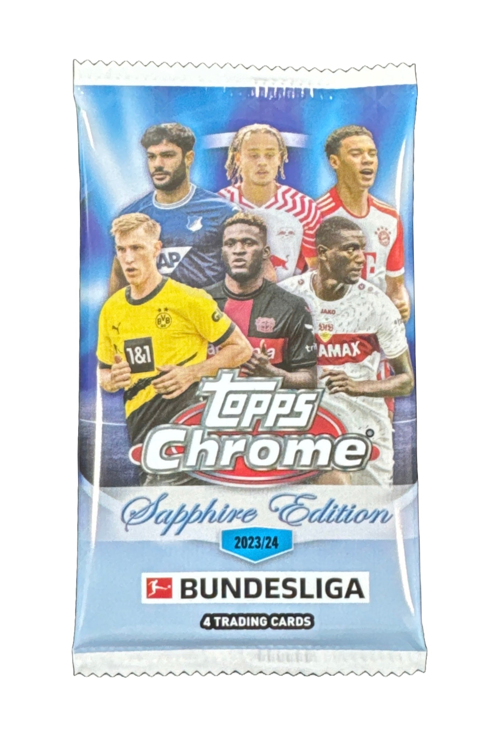 Topps Bundesliga Chrome Sapphire 2023/24 Single Pack - Premium Soccer Trading Cards for Collectors - Perfect for Sports Memorabilia Collections and Gifts