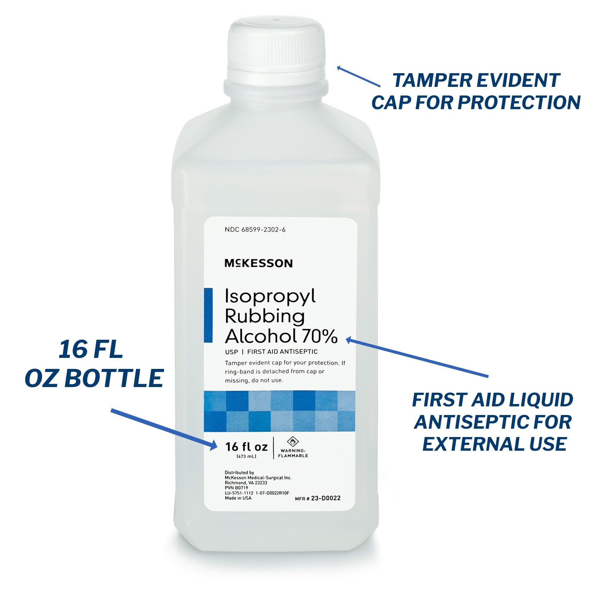 McKesson 70% Isopropyl Rubbing Alcohol USP (12-Pack, 16 oz) - First Aid Antiseptic for Wound Cleaning, Sanitizing Surfaces & Medical Equipment Disinfection