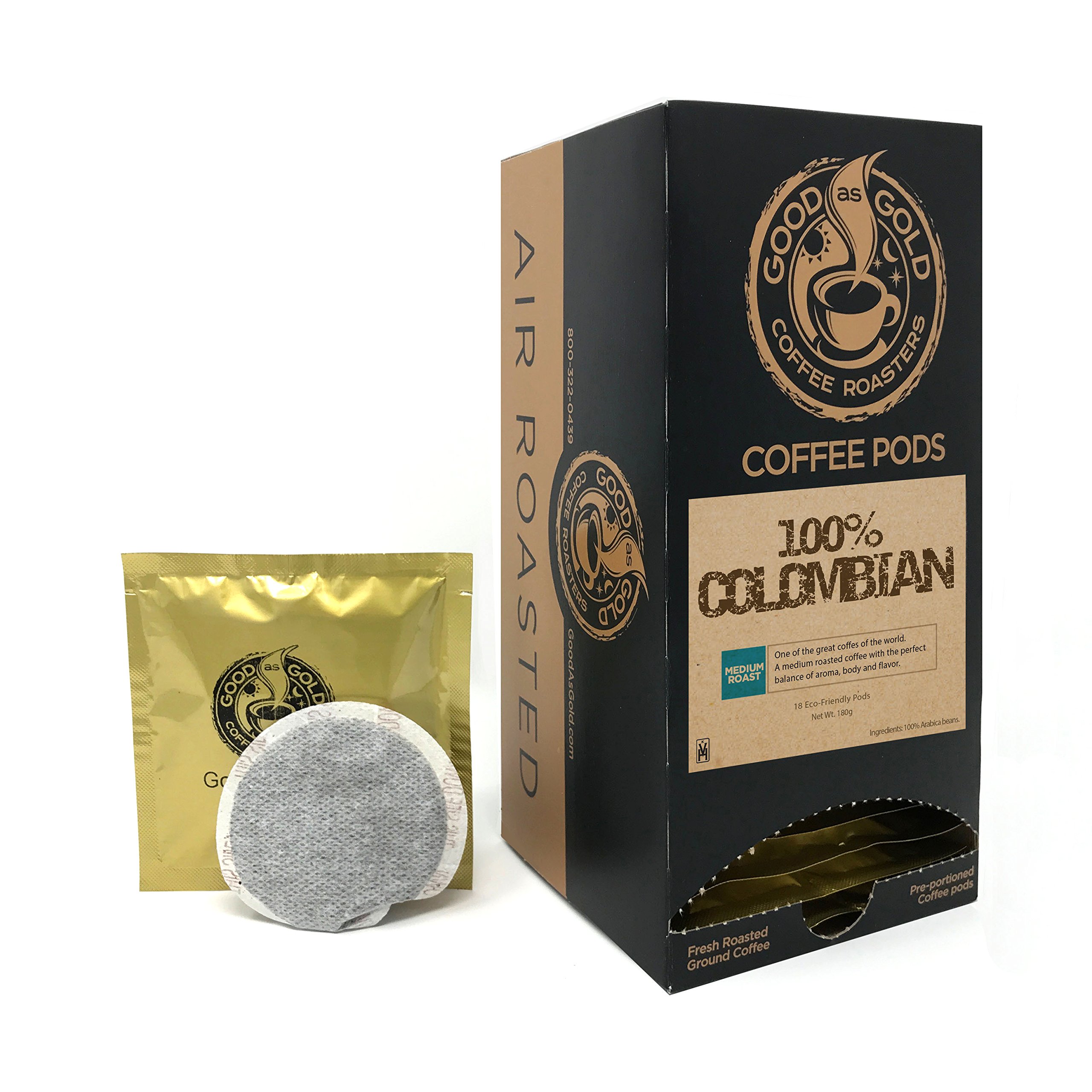 Premium 100% Colombian Coffee Pods - Single Origin Arabica - 18 Count Box (Compatible with Keurig 2.0) - Perfect for Office, Home Brewing & Gifts