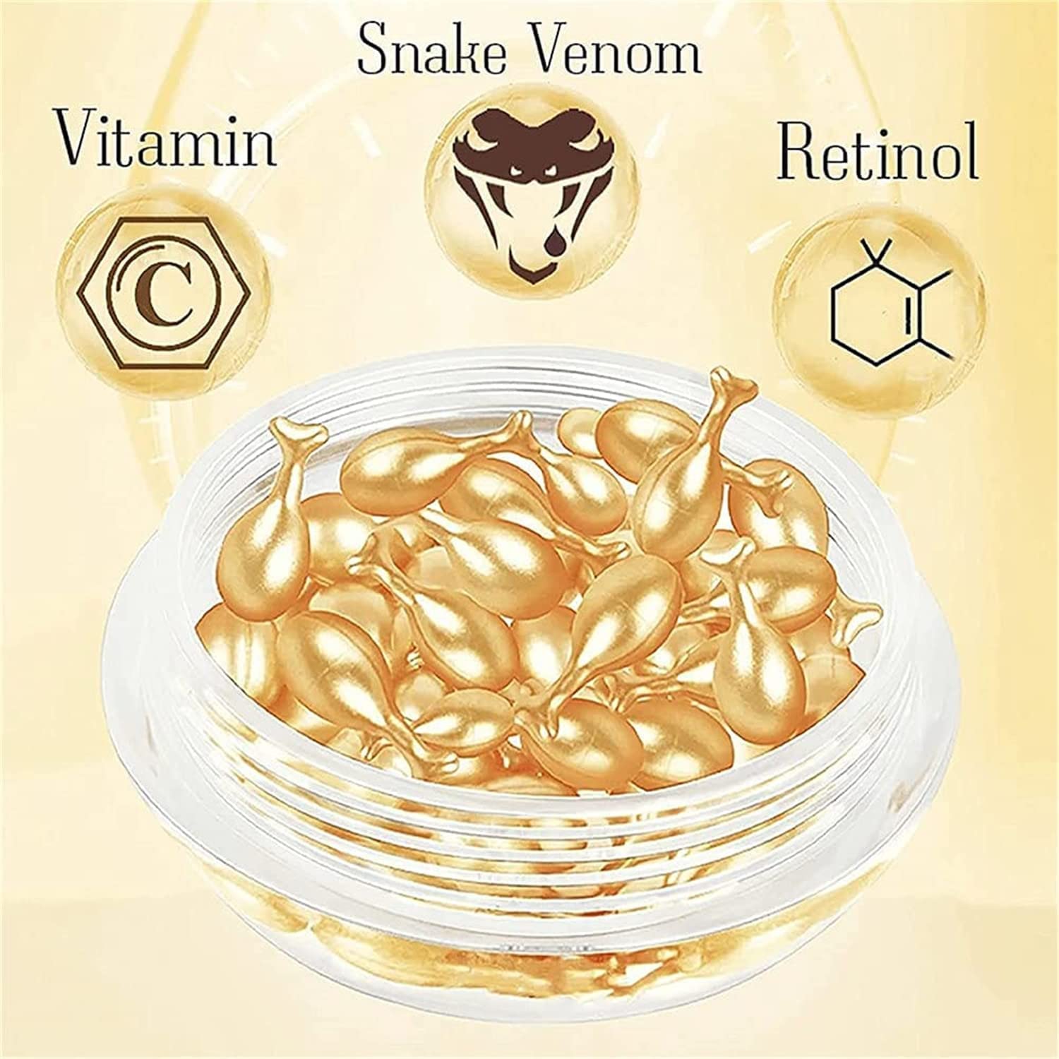 Snake Venom Extract Serum Capsules - Anti-Wrinkle & Anti-Aging Treatment | Fullerene & Sheep Placenta Facial Serum for Skin Brightening, Hydration & Firming (2-Pack) - Perfect for Night Routine & Mature Skin Care