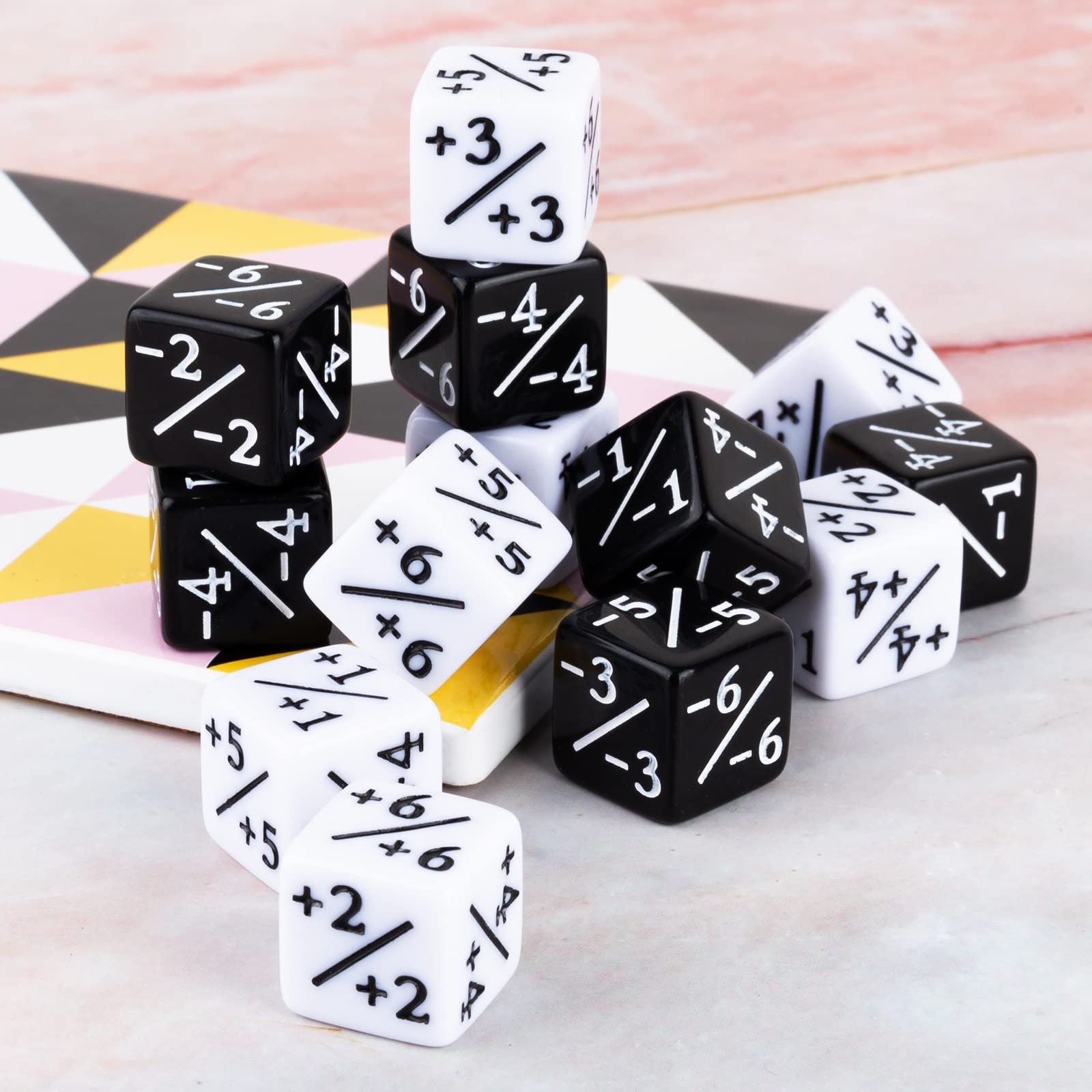 48-Piece MTG Dice Counters Set - D6 Buff Tokens for Magic: The Gathering & TCG Card Games (Black & White) - Perfect for Game Nights, Tournaments & Strategy Sessions