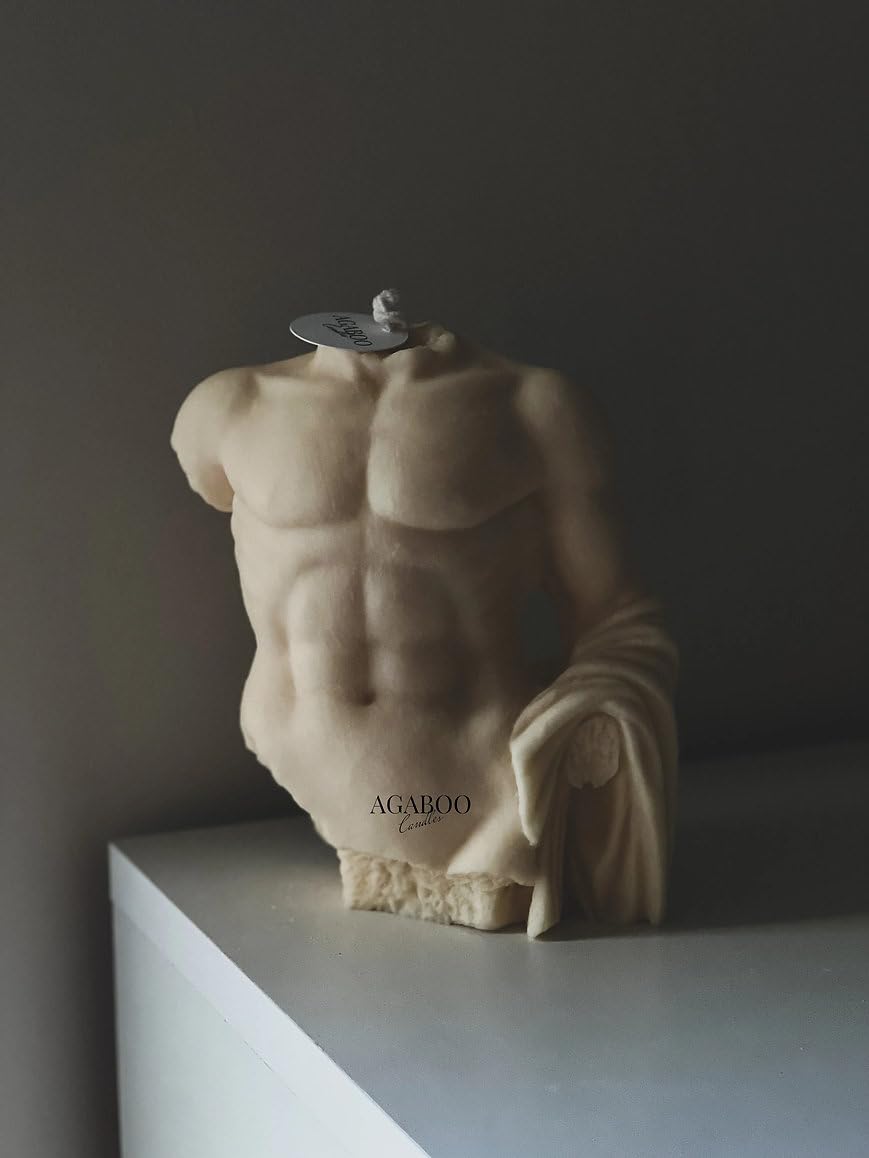 Antique Male Torso Sculpture Candle - 3 LB Handmade Man Body Shaped Candle for Home Decor | Romantic Dinner, Spa Relaxation & Unique Gift Idea