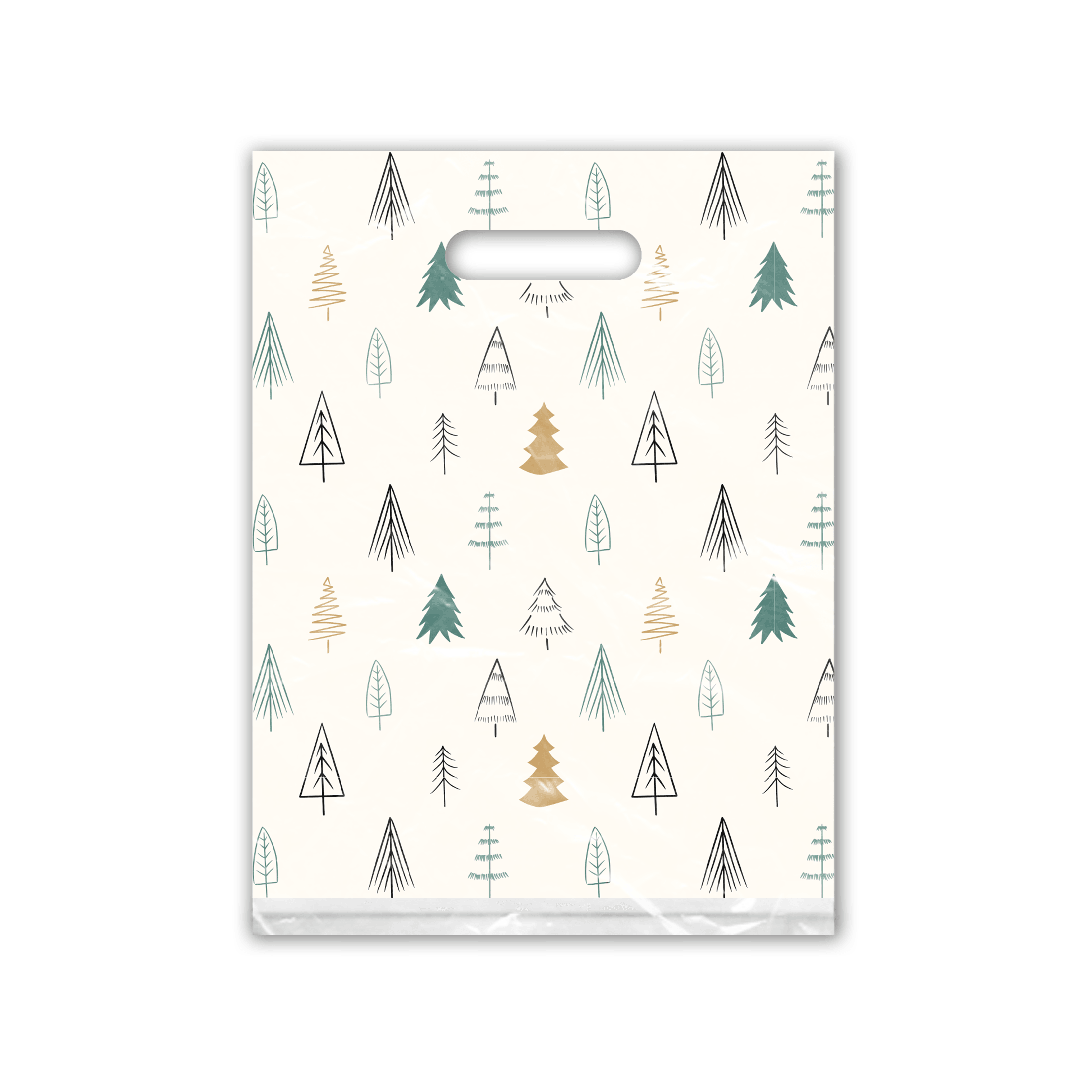 12x15 Inch Premium Fir Trees Designer Poly Plastic Merchandise Bags - Printed Gift Bags for Retail, Boutique & Holiday Packaging