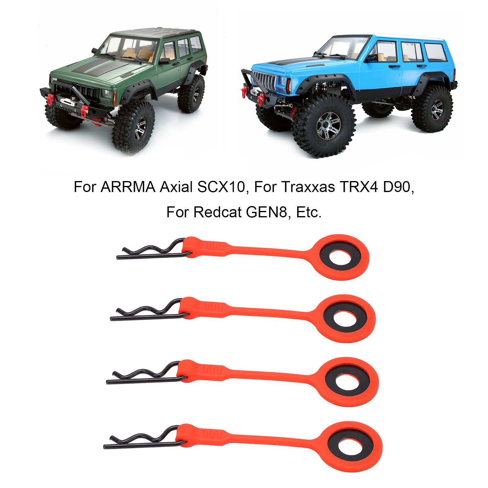 **4pcs 3.1in Universal RC Car Body Clips Pins - Red, Compatible with 1/10 Scale RC Models - Secure Shell Fasteners for Off-Road, Racing & Hobby Use**