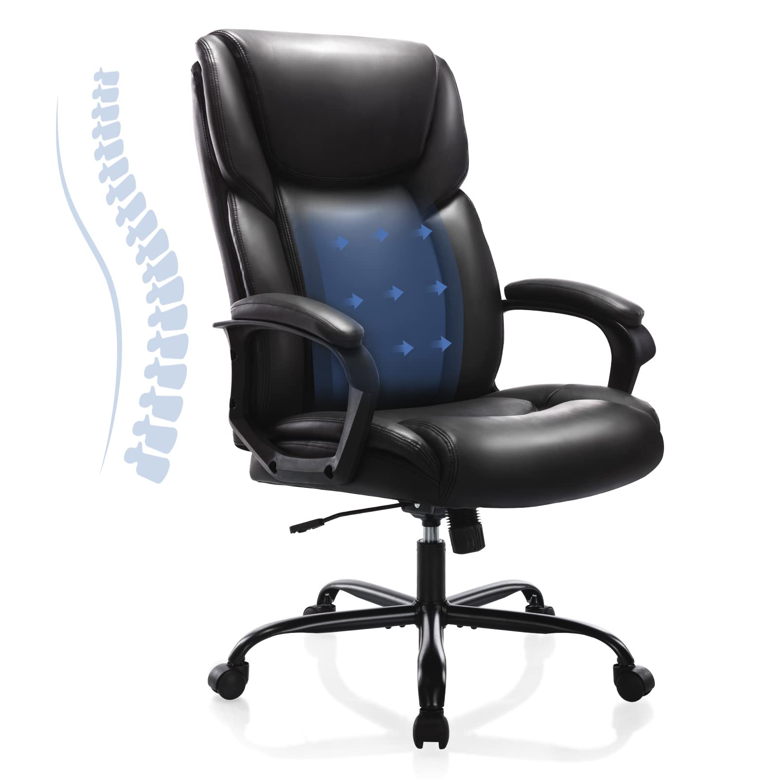 Premium Ergonomic Executive Office Chair - High Back Big & Tall Adjustable Computer Desk Chair with Lumbar Support & Soft Armrests - Home Office, Gaming & Workspace Chair - Perfect for Long Work Hours, Online Meetings & Comfortable Gaming - Ideal for Home Offices, Gaming Rooms & Corporate Environments - Great for Remote Work, Video Conferencing & Extended Computer Use - Perfect for Professionals, Gamers & Students Working from Home or Office