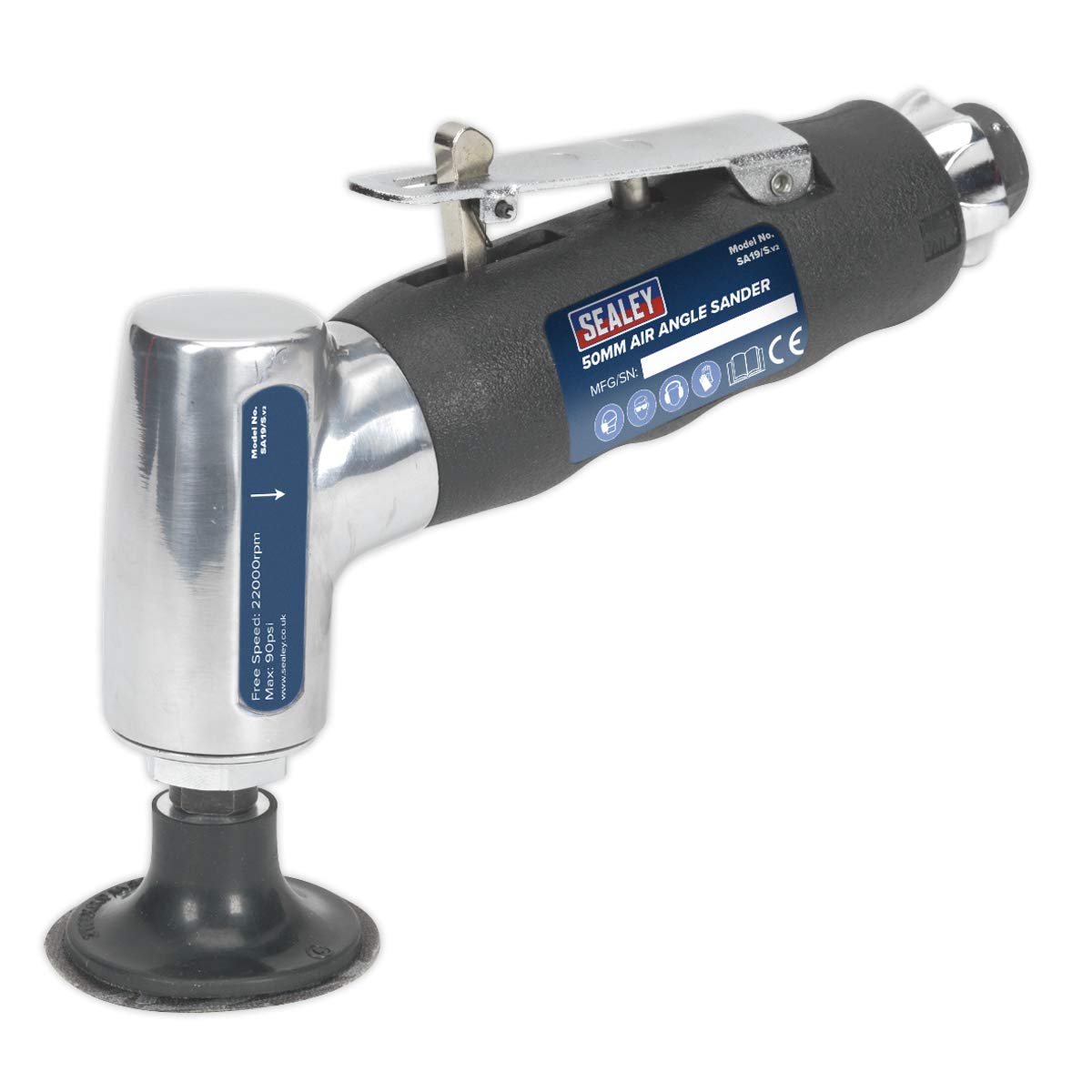 Sealey SA19/S 50mm Air Angle Sander - Professional Pneumatic Grinding Tool for Metal, Wood & Auto Body Work | Perfect for DIY Projects, Metal Polishing & Automotive Repair