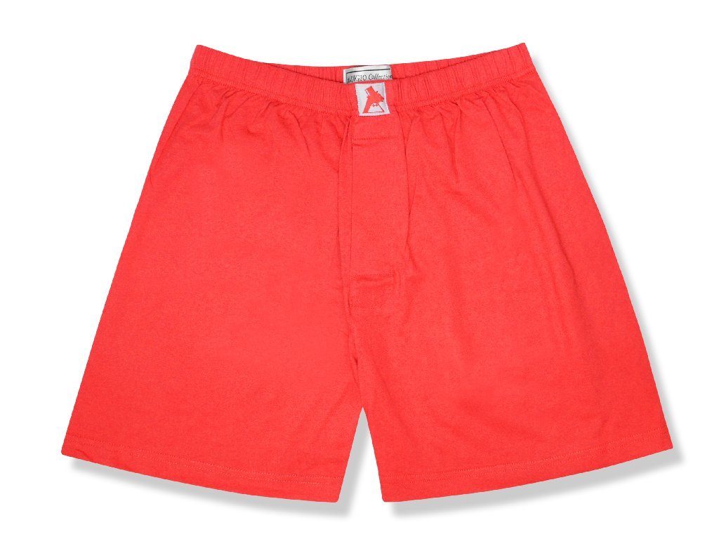 Men's Solid Red Boxer Briefs - 100% Cotton Knit Underwear for Everyday Comfort & Sleepwear