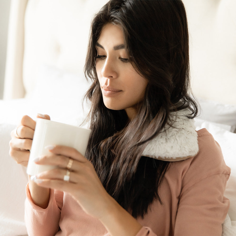 Warmies Marshmallow Brown Microwaveable Neck Wrap for Pain Relief & Relaxation - Perfect for Stress Relief, Muscle Pain, and Cold Weather Comfort