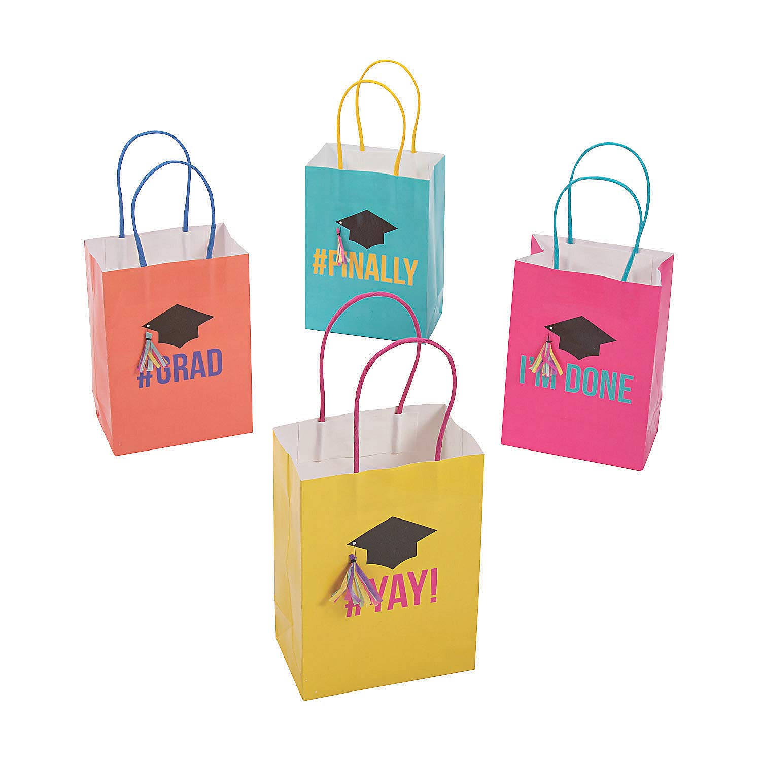 Fun Express Congrats Girl Graduation Party Gift Bags - Perfect for High School & College Graduation Celebrations, Bridal Showers & Birthday Parties