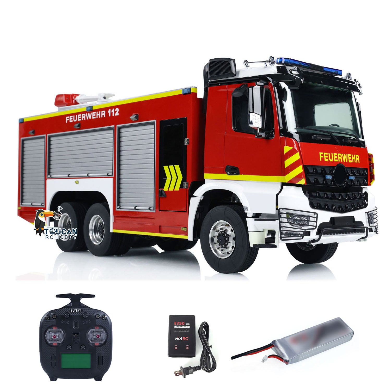 1/14 Scale 6x4 RC Fire Truck with Metal Chassis - Remote Controlled Firefighting Vehicle Model with Realistic Sound & Light System | Collectible Hobby Toy for Kids & Adults, Perfect for Emergency Simulation Play and Display