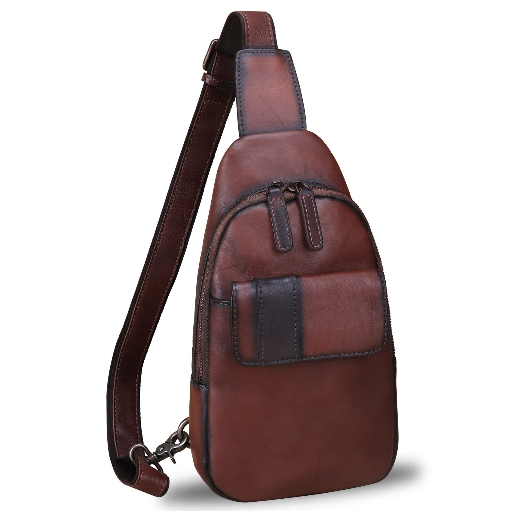 LRTO Genuine Leather Sling Bag for Women & Men - Handmade Crossbody Chest Backpack - Perfect for Travel, Work & Everyday Use