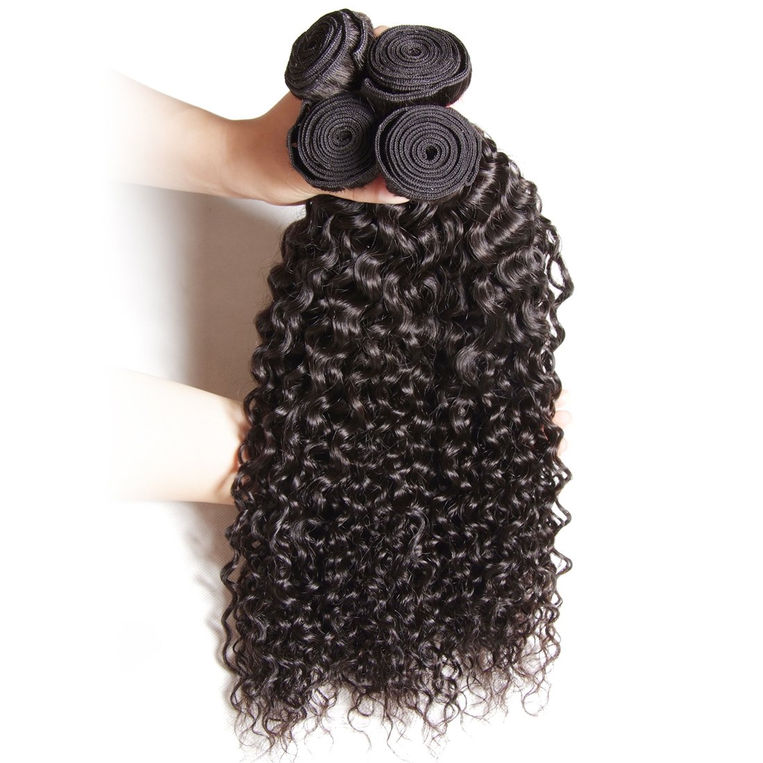 Klaiyi Brazilian Curly Hair Extensions 3 Bundles - 9A Grade Virgin Human Hair Weave (12/14/16 Inch) 95-100g per Bundle - Natural Black Color for Styling, Volume & Length - Perfect for Daily Wear, Parties & Special Occasions