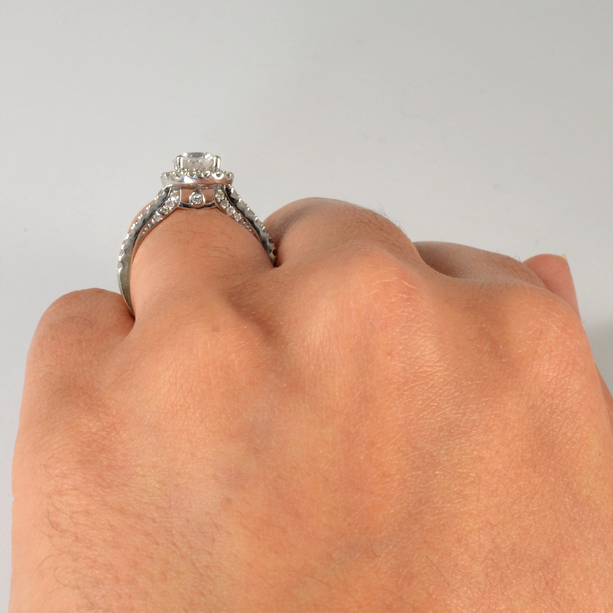 1.32ctw Diamond Halo Engagement Ring for Women - Size 5.5 | Elegant Wedding & Proposal Jewelry Gift | Perfect for Anniversaries & Special Occasions