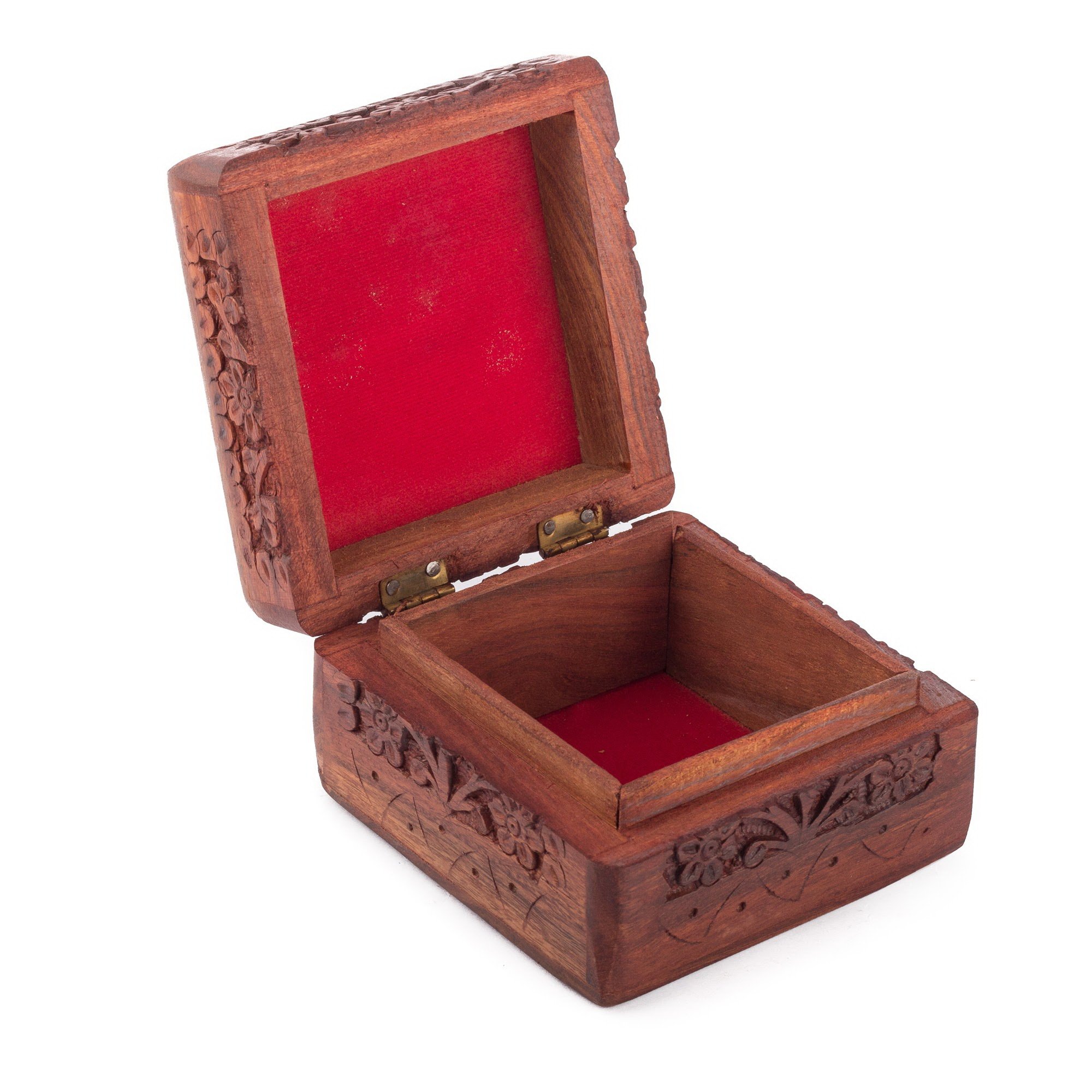 Hand Carved Rosewood Jewelry Box from India - Artisan Crafted Wooden Jewelry Storage with Traditional Designs | Perfect for Gift Giving, Home Decor & Organizing Necklaces, Rings & Earrings