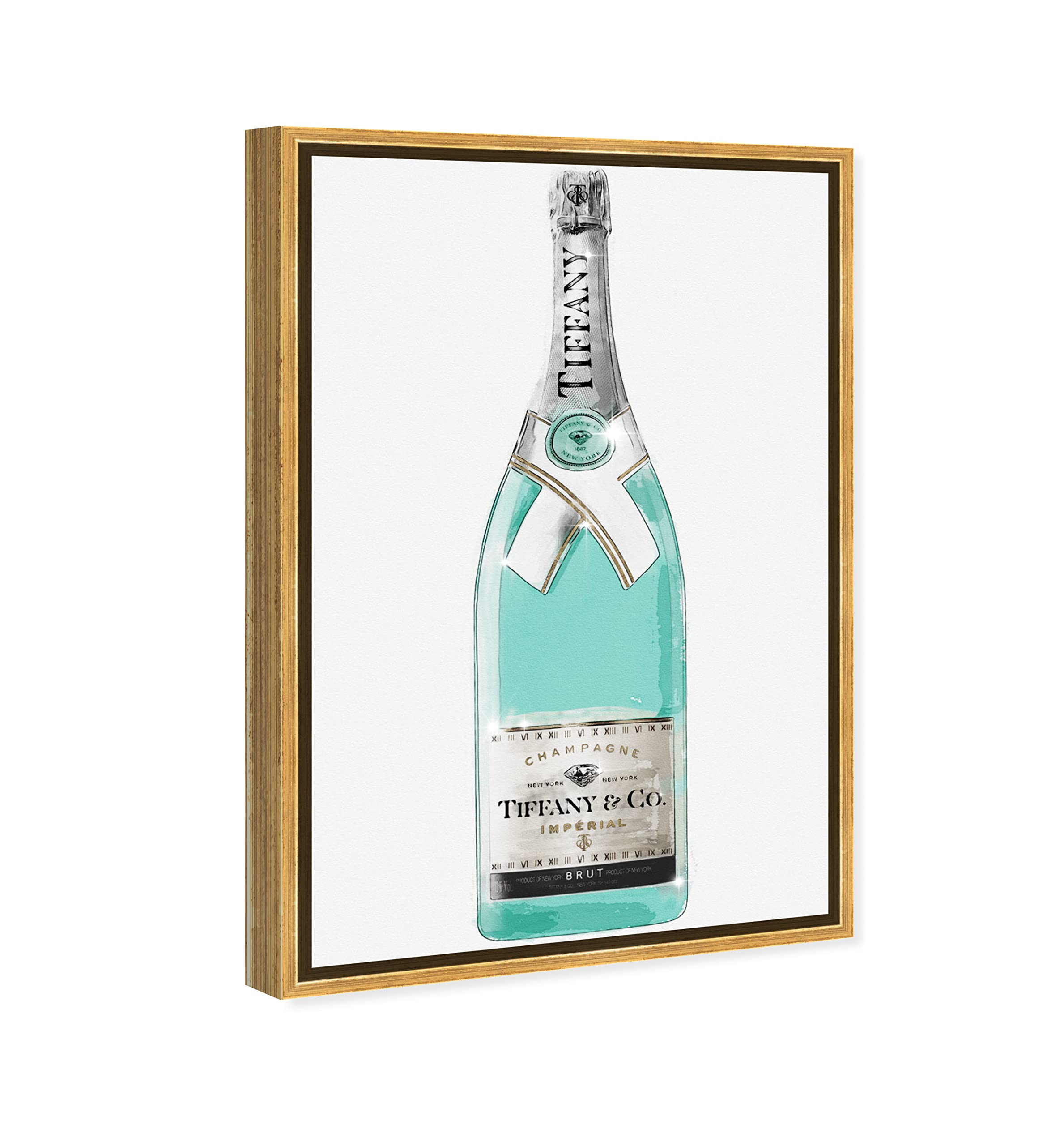 Oliver Gal Artist Co. 'Priceless Champagne' Framed Wall Art Canvas Print - 10x15 Inches, Elegant Home & Bar Décor, Perfect for Living Room, Dining Room, or Wine Cellar