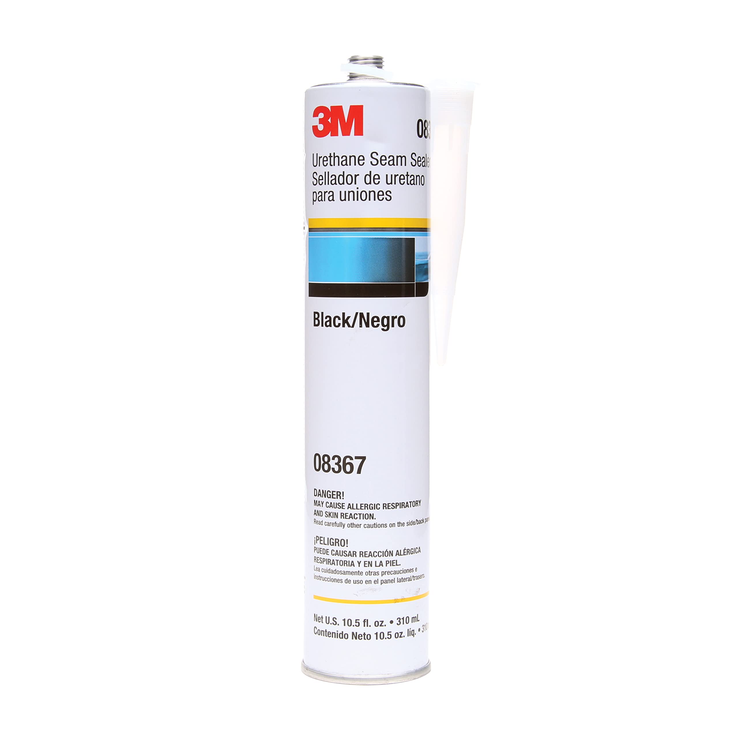 3M Urethane Seam Sealer 08367 - Black High Solids Adhesive, Permanently Flexible Sealant (10.5 fl oz/310 mL Cartridge) for Automotive, Marine & RV Repairs