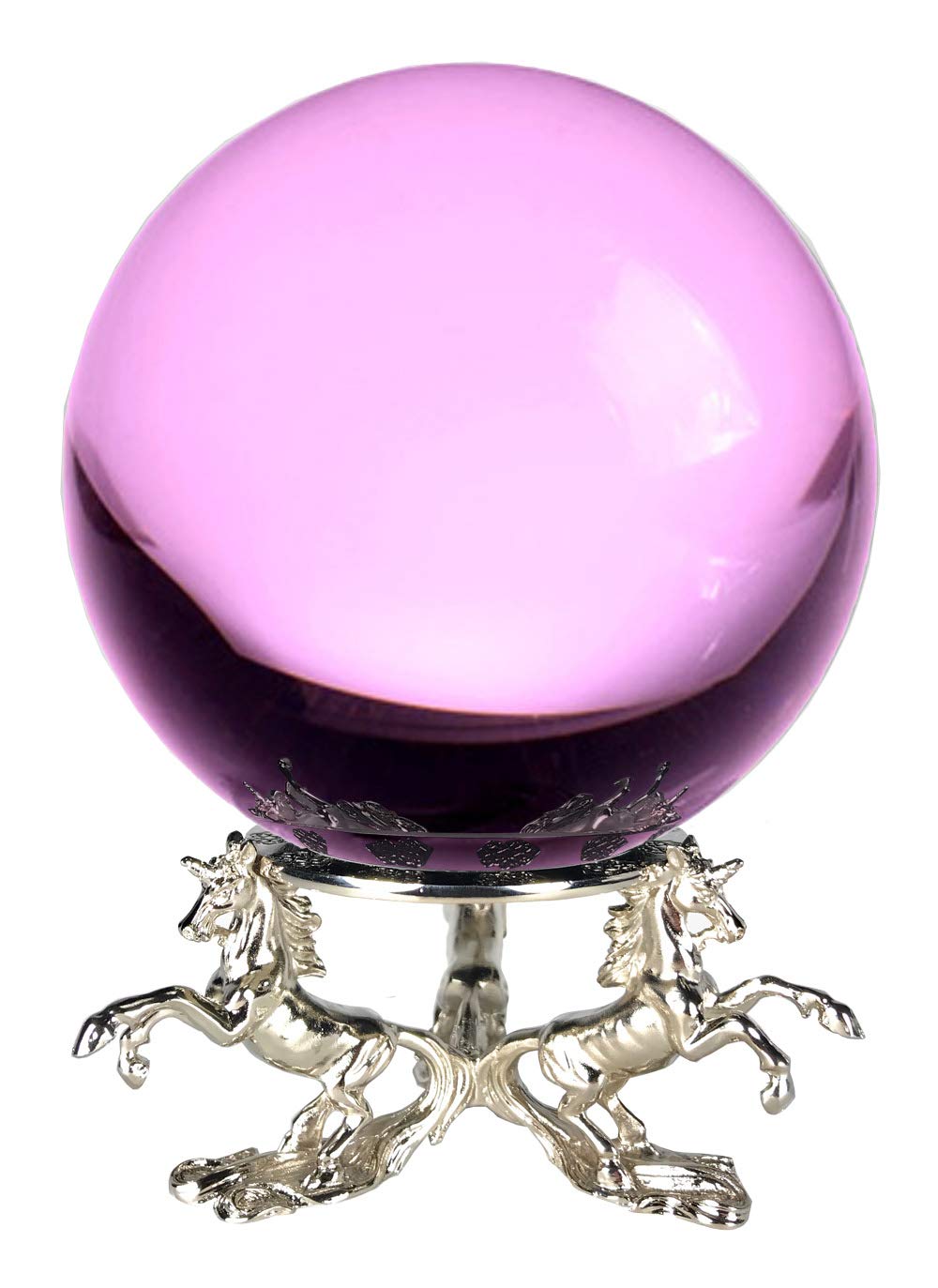 Amlong Crystal Pink Crystal Ball 150mm (6 inch) with Unicorn Stand - Perfect for Meditation, Feng Shui, Home Decor & Gift Giving
