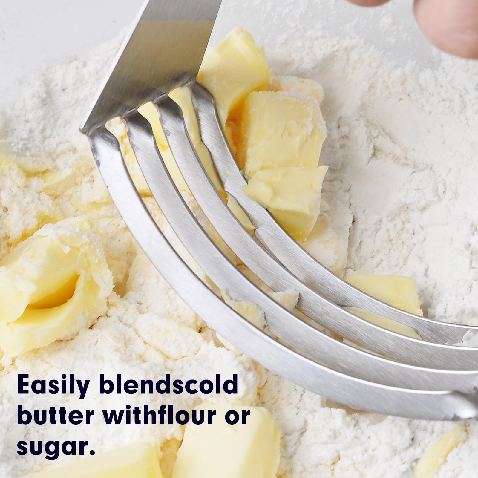 Premium Stainless Steel Dough Blender - Heavy Duty Pastry Cutter with Non-Slip Handle for Baking, Pie Crust, Pizza Dough & Cookies | Ideal for Home Bakers & Professional Kitchens