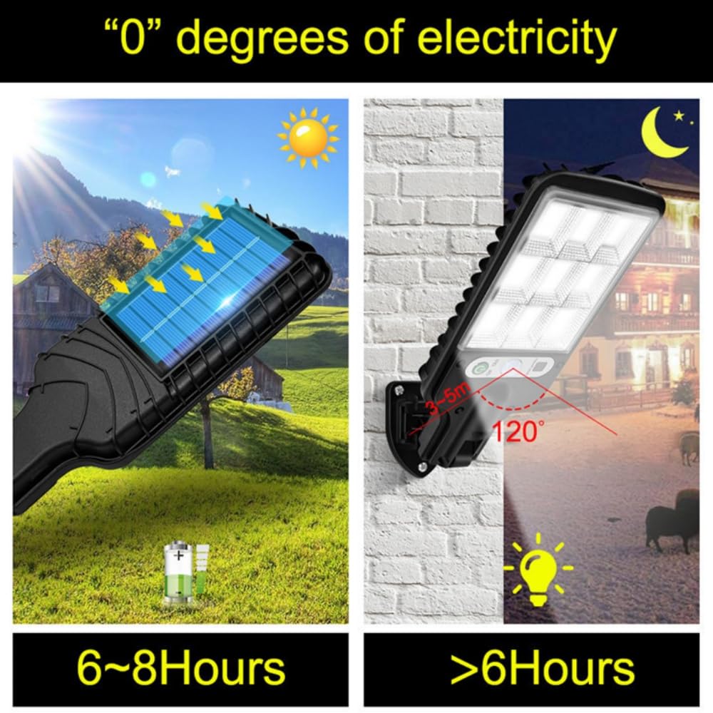 4 Pack Solar Street Lights Outdoor - Waterproof Motion Sensor Security Lights with 3 Lighting Modes | Solar Powered Parking Lot & Wall Lights for Garden, Garage, Pathway (Dusk to Dawn Auto On/Off) - Perfect for Home Security & Landscape Lighting
