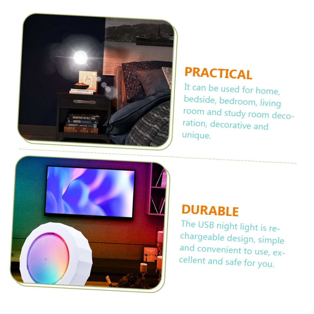 STOBAZA 2-Pack Rechargeable LED Night Lights for Bedroom - Dimmable Small Night Lamp for Kids, Nursery, Study Room & Hallway - Soft Glow for Safe Nighttime Navigation