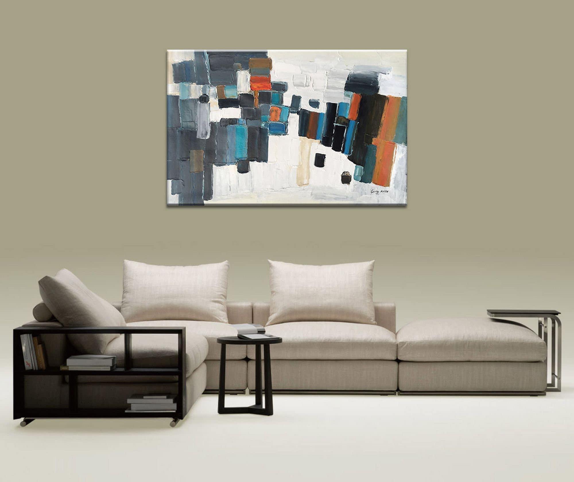 Large Abstract Oil Painting - Contemporary Black and White Wall Art Canvas for Modern Home & Office Decor | Handmade Textured Artwork for Living Room, Bedroom, or Office Spaces