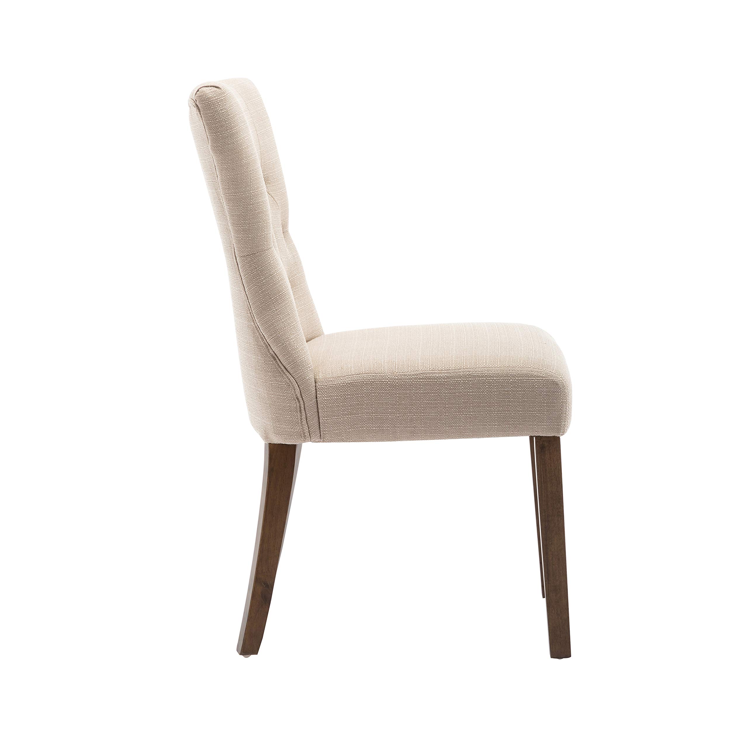 Porthos Home Gerson Set of 2 Modern Dining Chairs - Button Tufted Fabric Upholstery & Durable Rubberwood Legs, Armless Space-Saving Design for Small Dining Rooms, Kitchens, Apartments and Breakfast Nooks