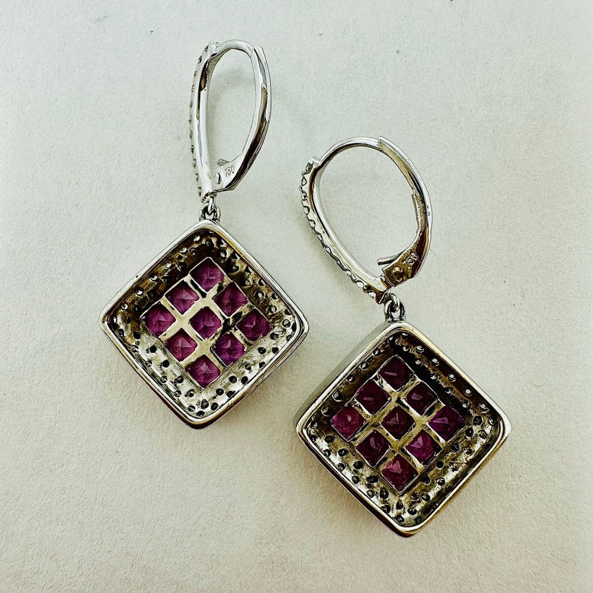 18K White Gold Pink Sapphire and Diamond Drop Earrings for Women - Elegant Dangling Earrings for Weddings, Parties & Special Occasions