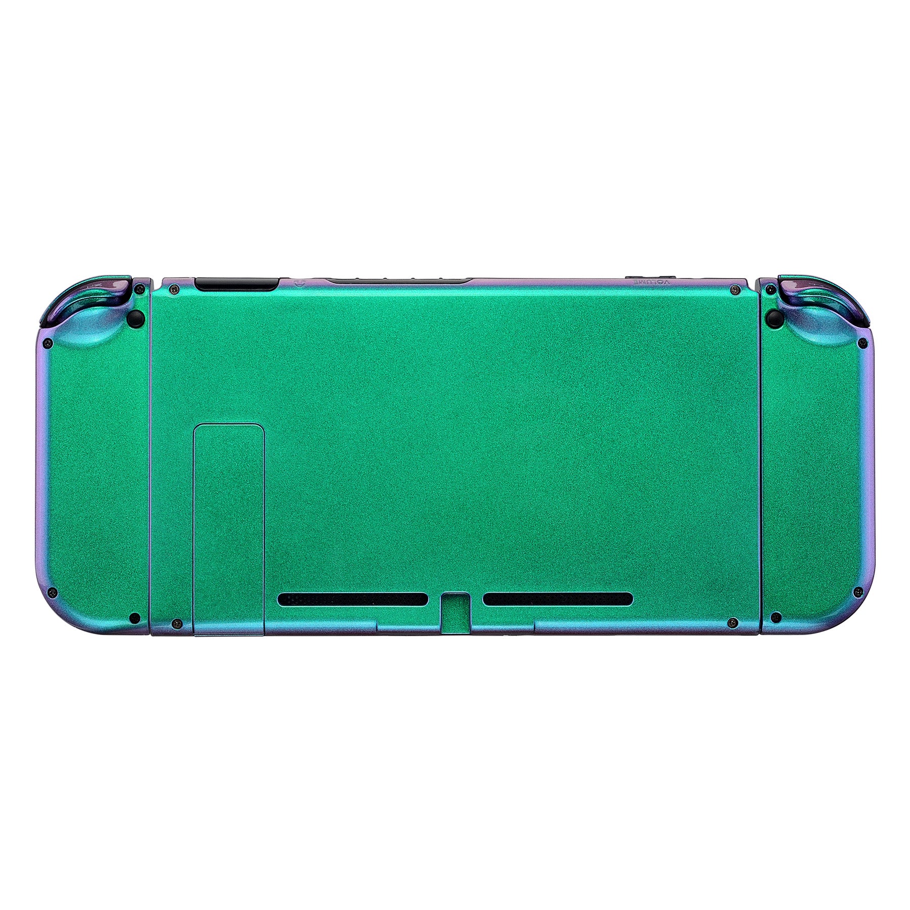 eXtremeRate Glossy Back Plate Replacement Shell for Nintendo Switch & Joy-Con Controllers - Chameleon Green Purple (QP311) | DIY Custom Housing with Full Button Set | Perfect for Gaming Enthusiasts & Console Modders