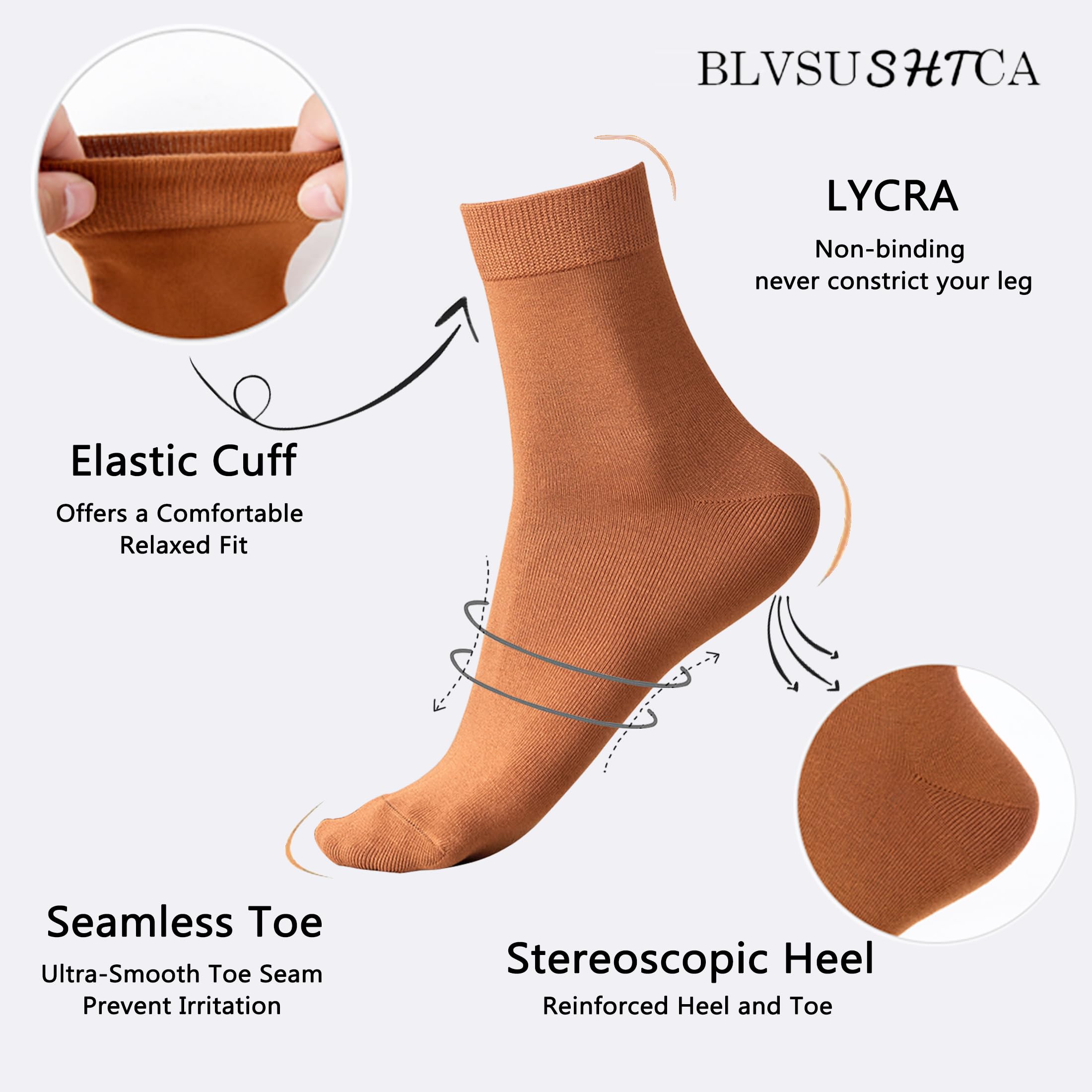 Women's Thin Cotton Socks - Soft Breathable Above Ankle Crew Socks (6-Pack) - Perfect for Everyday Wear, Workouts & Casual Outfits