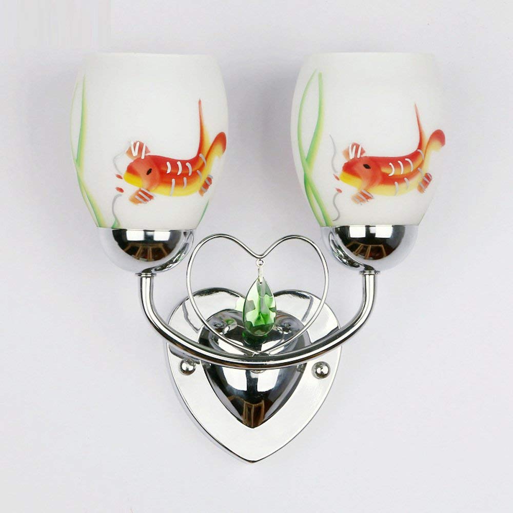 2 Head Wall Sconce Light Fixture - Polished Chrome Metal Heart Design for Bedroom, Living Room, Balcony & Corridor - Romantic Ambient Lighting for Home Decor