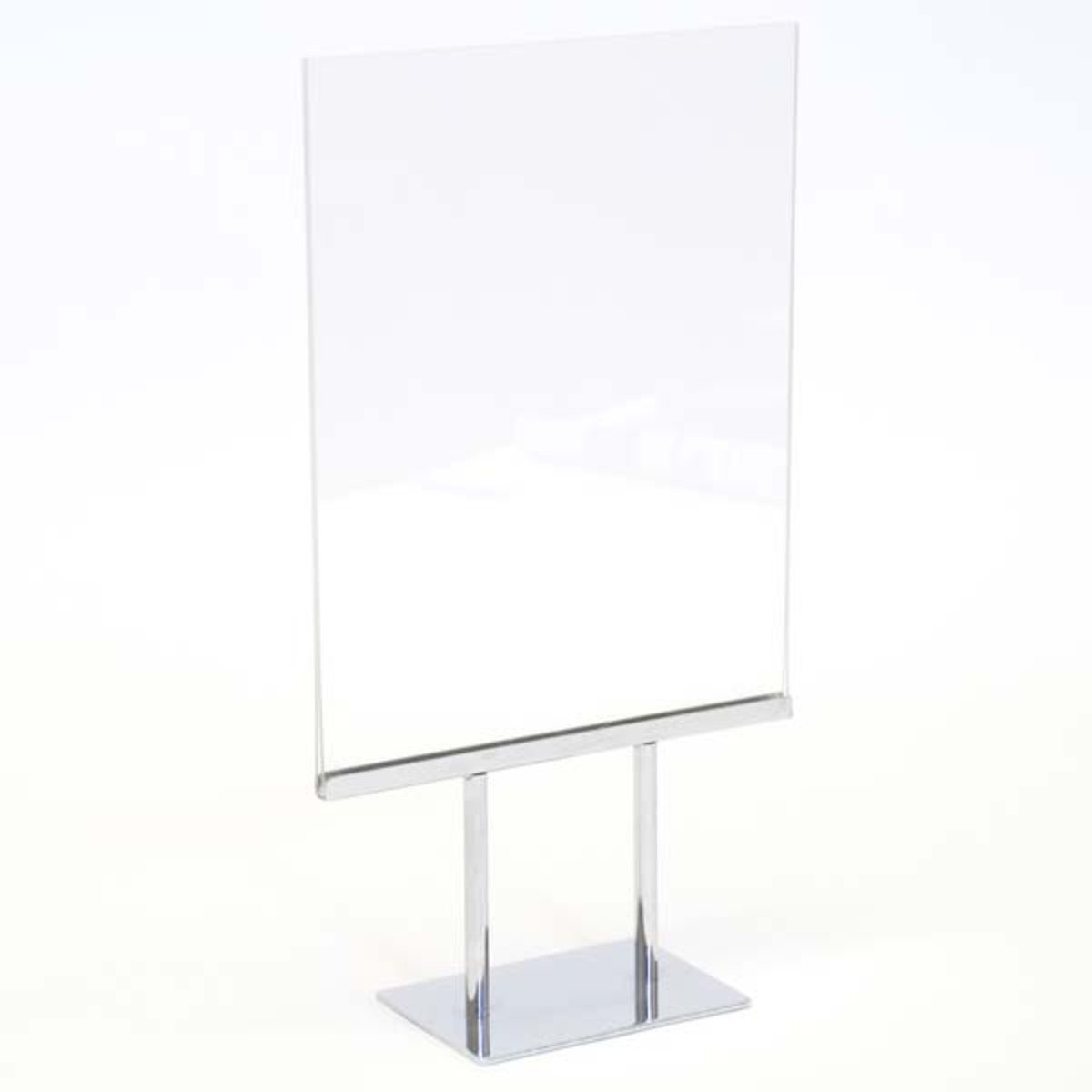 Twin Stem Acrylic Countertop Sign Holder - 8.5 x 11 Vertical Display Stand for Restaurants, Retail Stores & Events