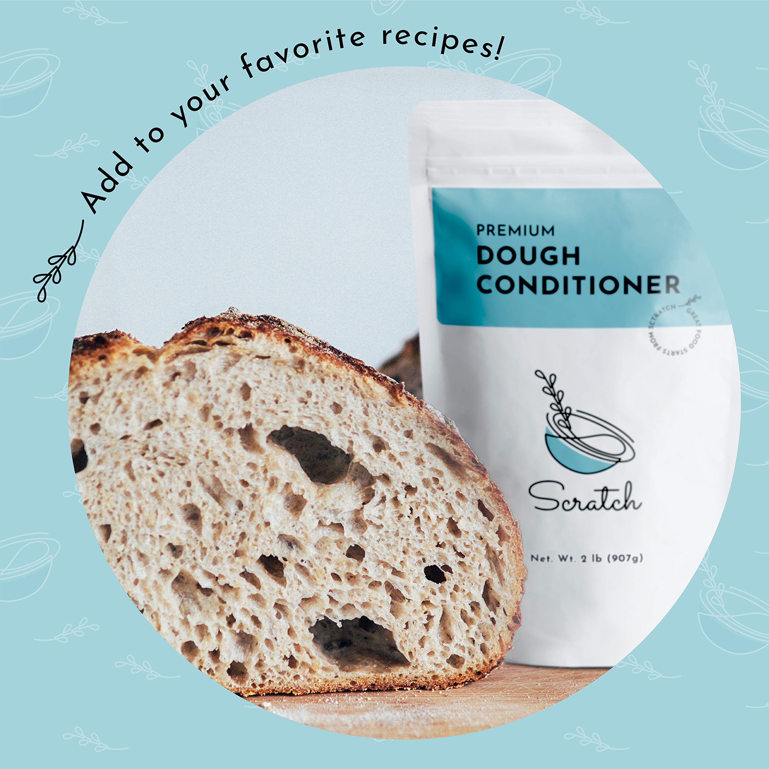Premium Dough Conditioner for Bread Making - 2 LB All Grain Bread Improver Enhances Texture & Extends Freshness - Perfect for Artisan Loaves, Sourdough & Homemade Bakery