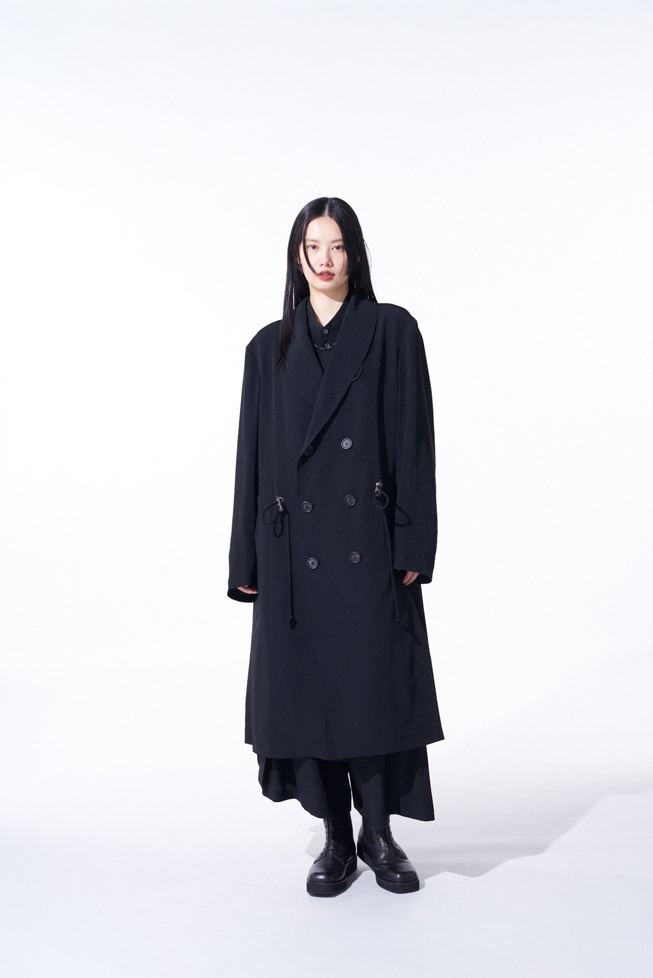 Elegant Crepe de Chine Shawl Collar Double Breasted Coat for Women - Perfect for Office Wear, Evening Events & Fall Outerwear