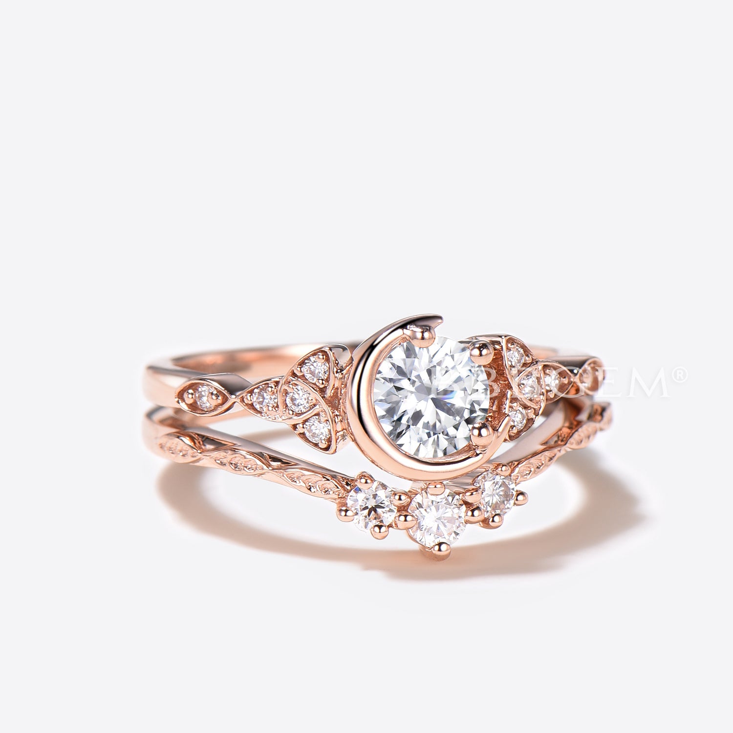 Celestial Moon Round Moissanite Engagement Ring - 1.5ct Celtic Wedding Band for Women, 14K White Gold Vintage Bridal Jewelry - Perfect for Proposals, Anniversaries & Romantic Occasions