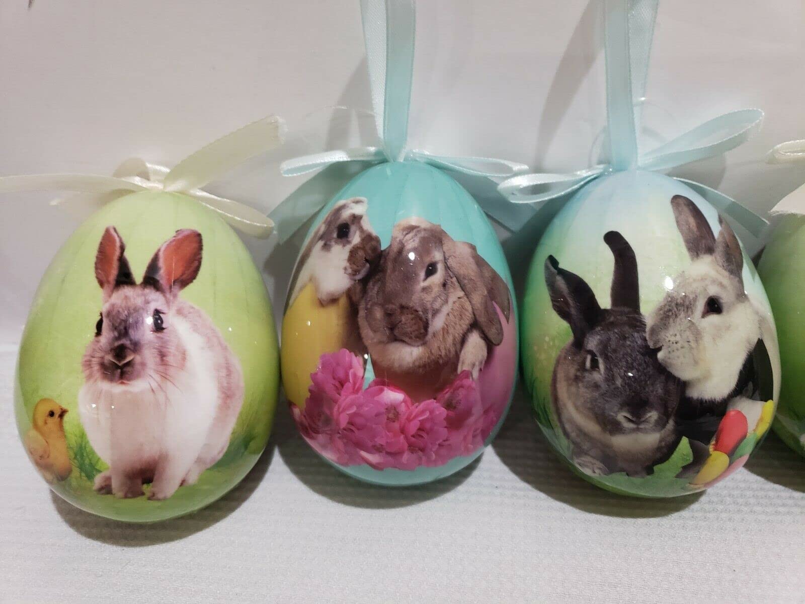 Pastel Easter Bunny Rabbit Ornaments - Set of 5 (3.5