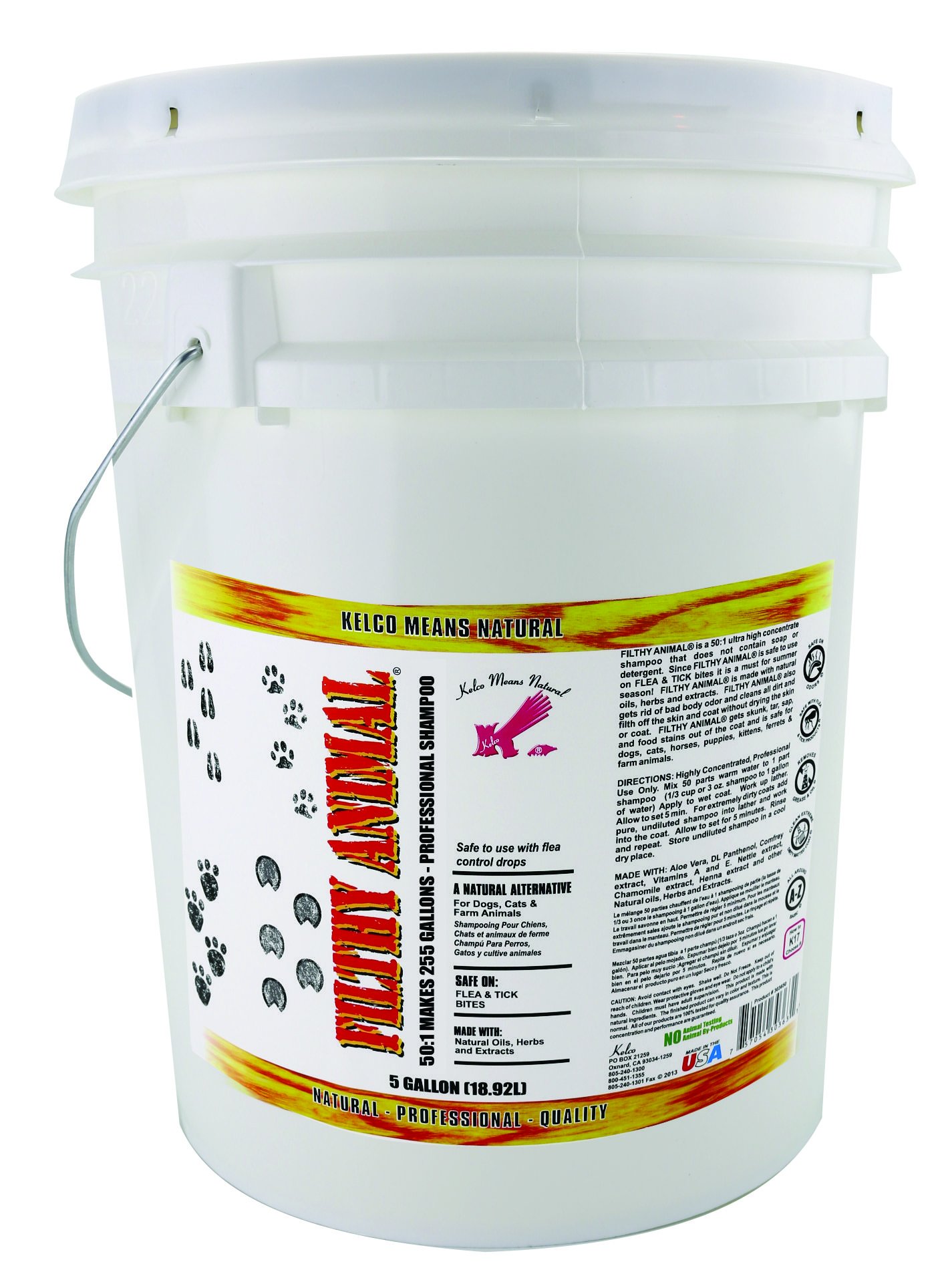 Kelco 50:1 Concentrated Filthy Animal Shampoo - 5 Gallon for Professional Grooming, Kennels & Farm Use