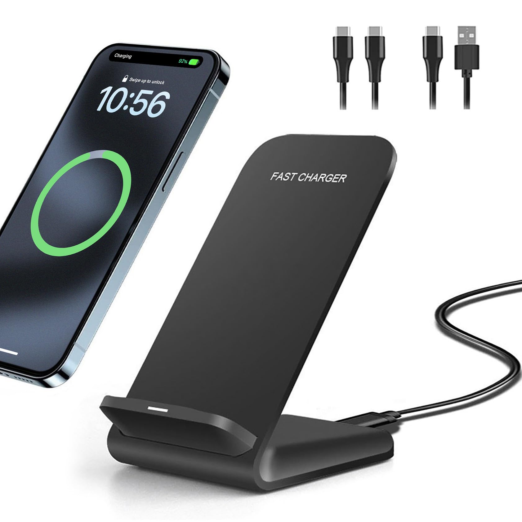 20W Fast Wireless Charging Stand for iPhone 16/16 Pro/15/14/13/12/11 Series, Galaxy S24/S23/S22/Note, Pixel & LG - Qi Certified Phone Charger with LED Indicator (No Adapter Included) | Perfect for Bedside, Office & Car Use