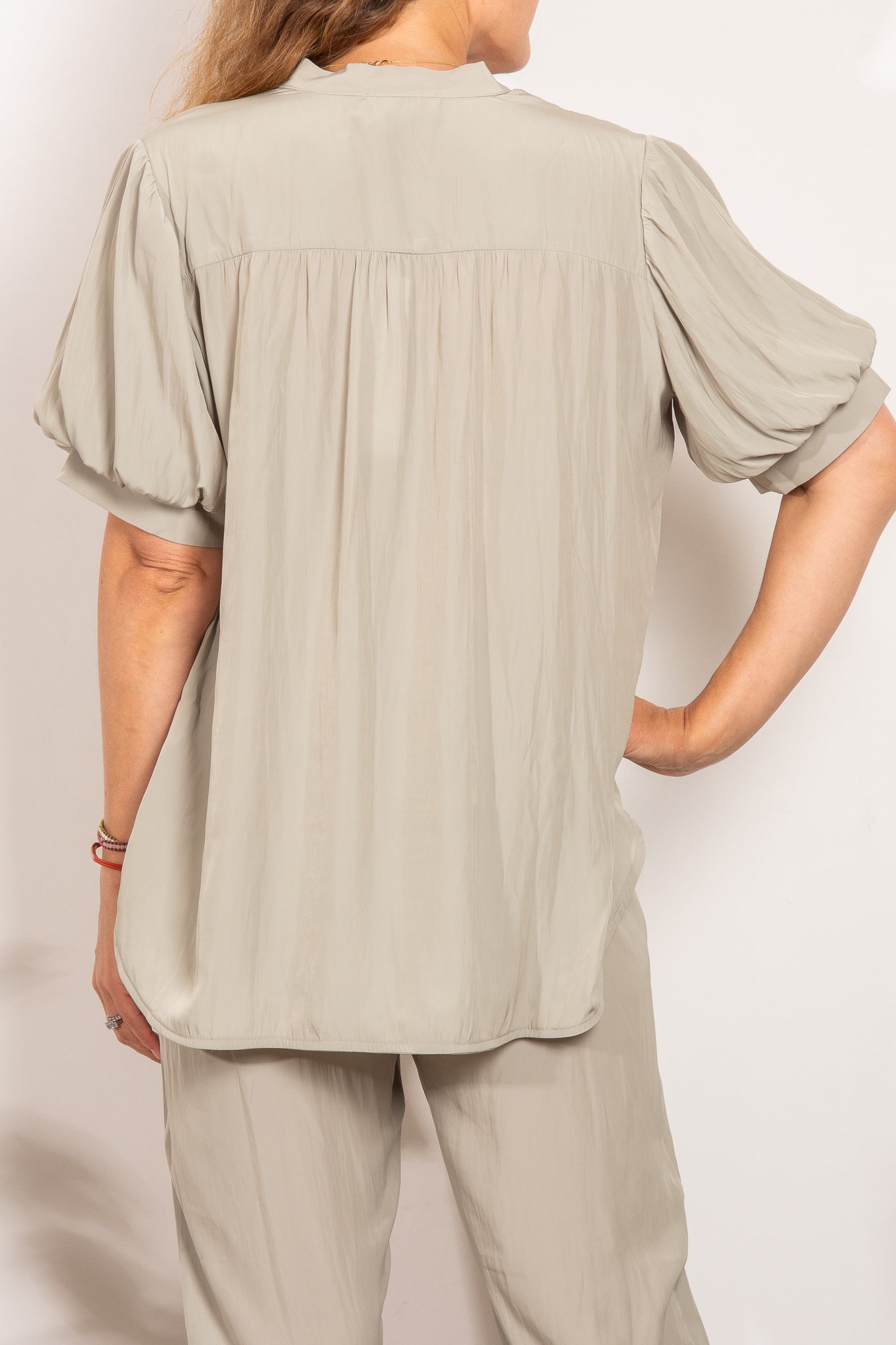 Layered Fluid Silky Puff Sleeve Tie Neck Blouse for Women - Elegant Office & Party Tops - Perfect for Work, Date Night & Special Occasions