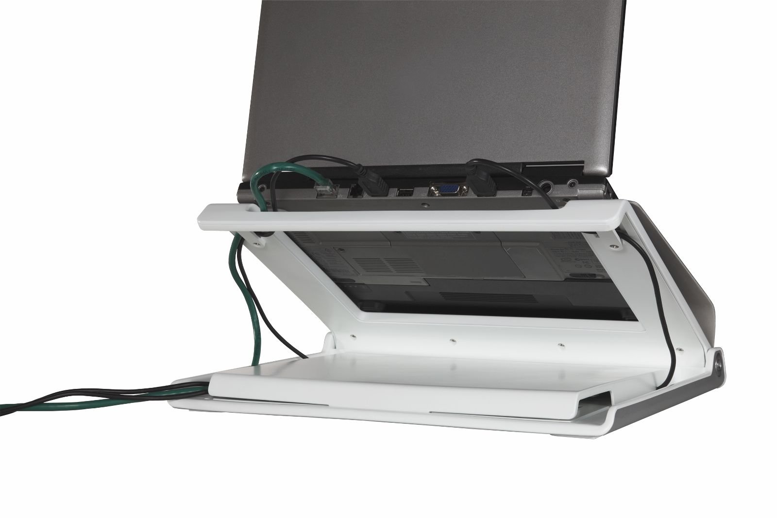 Humanscale L6 Notebook Manager - White/Silver | Premium Desk Organizer for Laptops & Notebooks | Perfect for Home Office & Workspace Organization