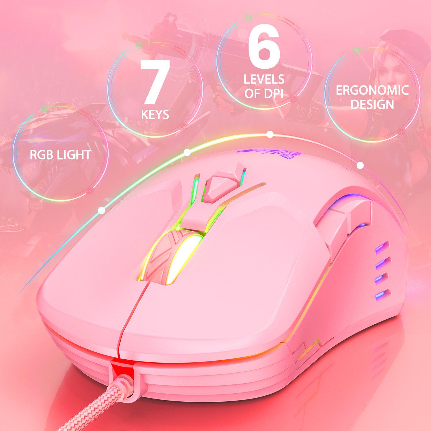 ONIKUMA CW902 Wired Gaming Mouse with 7 RGB LED Backlit Modes, 7200 DPI, Ergonomic Design - Perfect for PC Gaming, Office Work & Streaming Setup