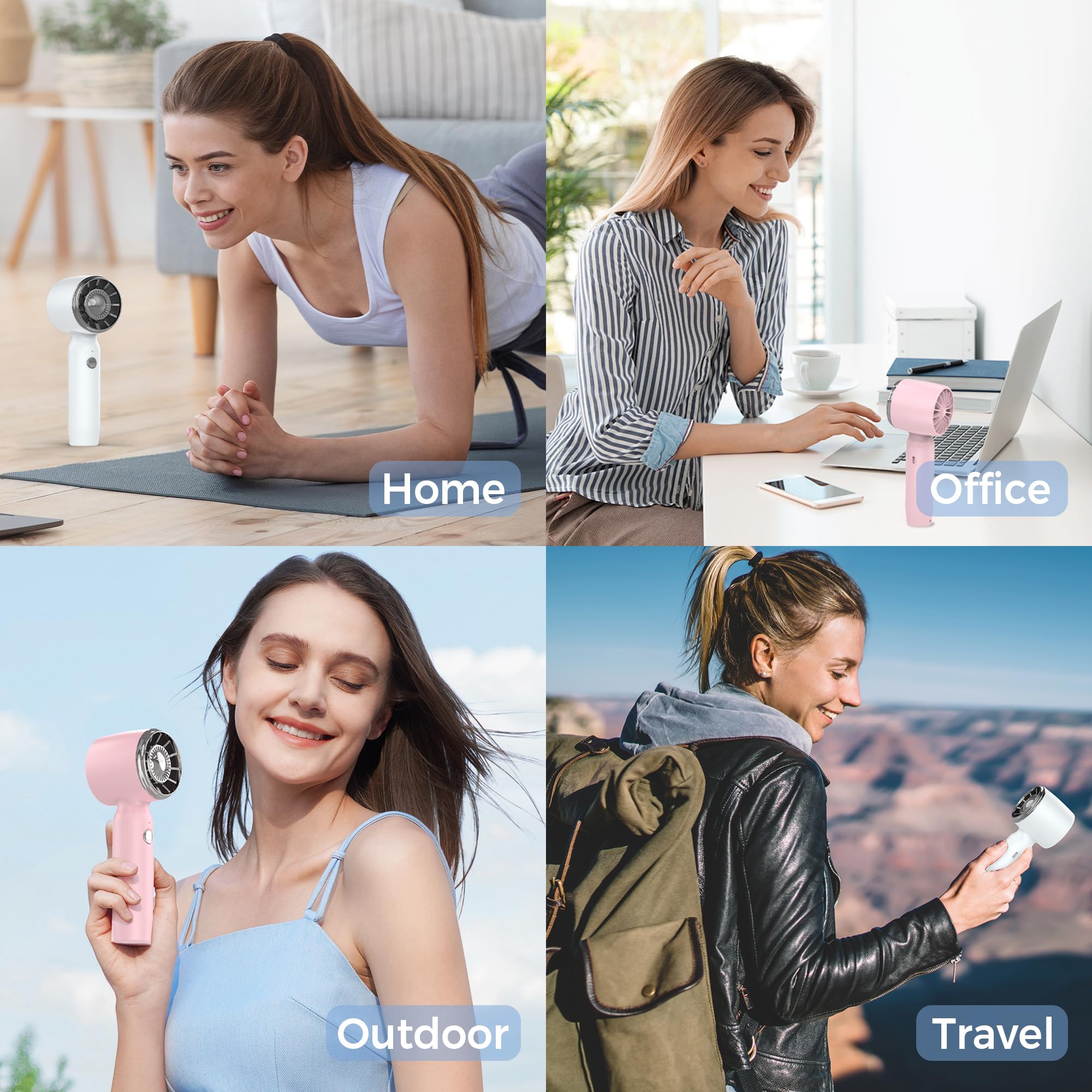 COMLIFE 2 Pack Handheld Mini Fan - Portable Rechargeable Turbo Fan with 3 Speed Settings, USB Powered Personal Pocket Fan for Women, Men, Kids - Perfect for Travel, Office, Gym, Makeup & Outdoor Activities